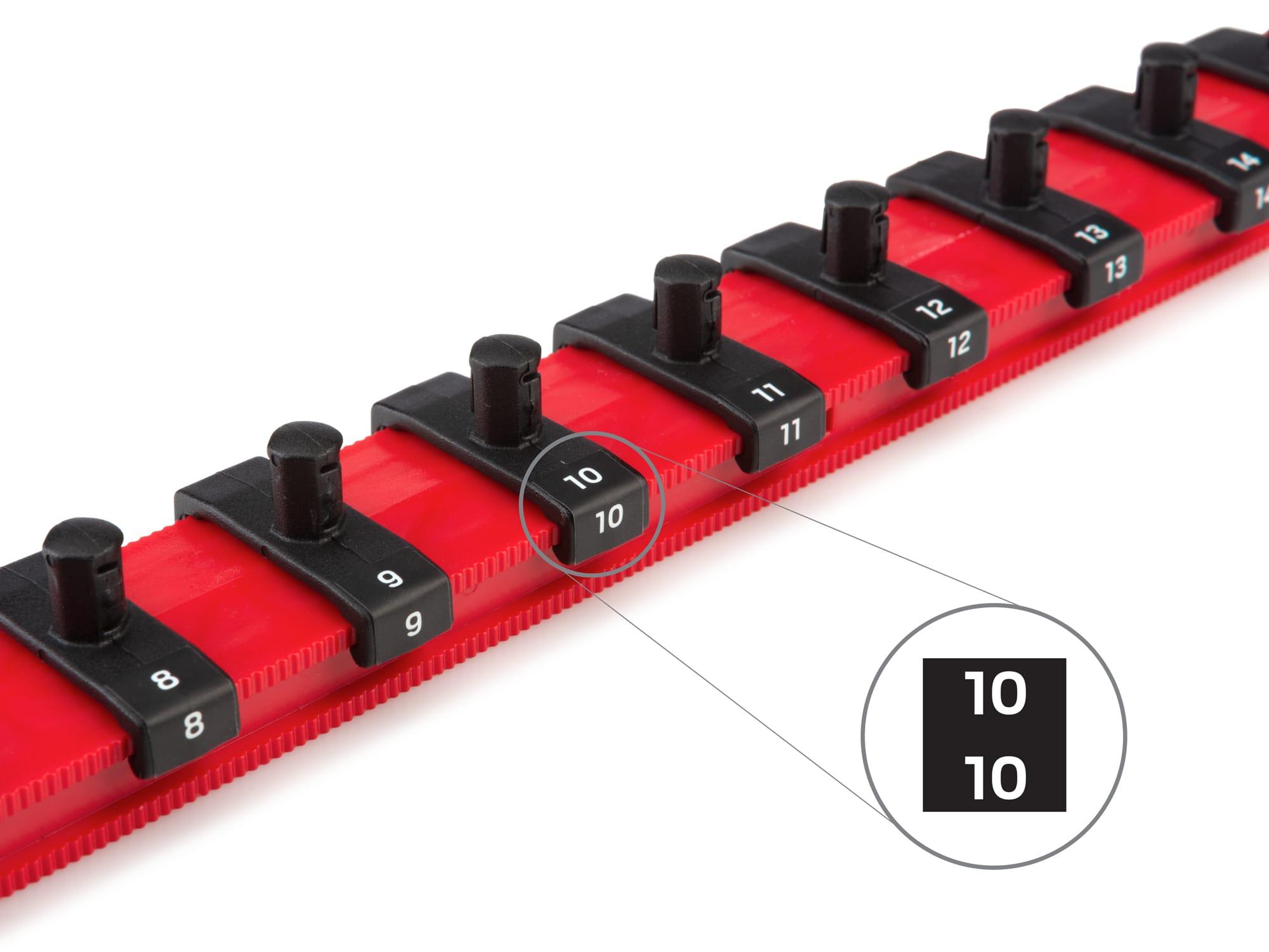 Closeup view of Tekton rail white socket organization set. Item #OSC90001