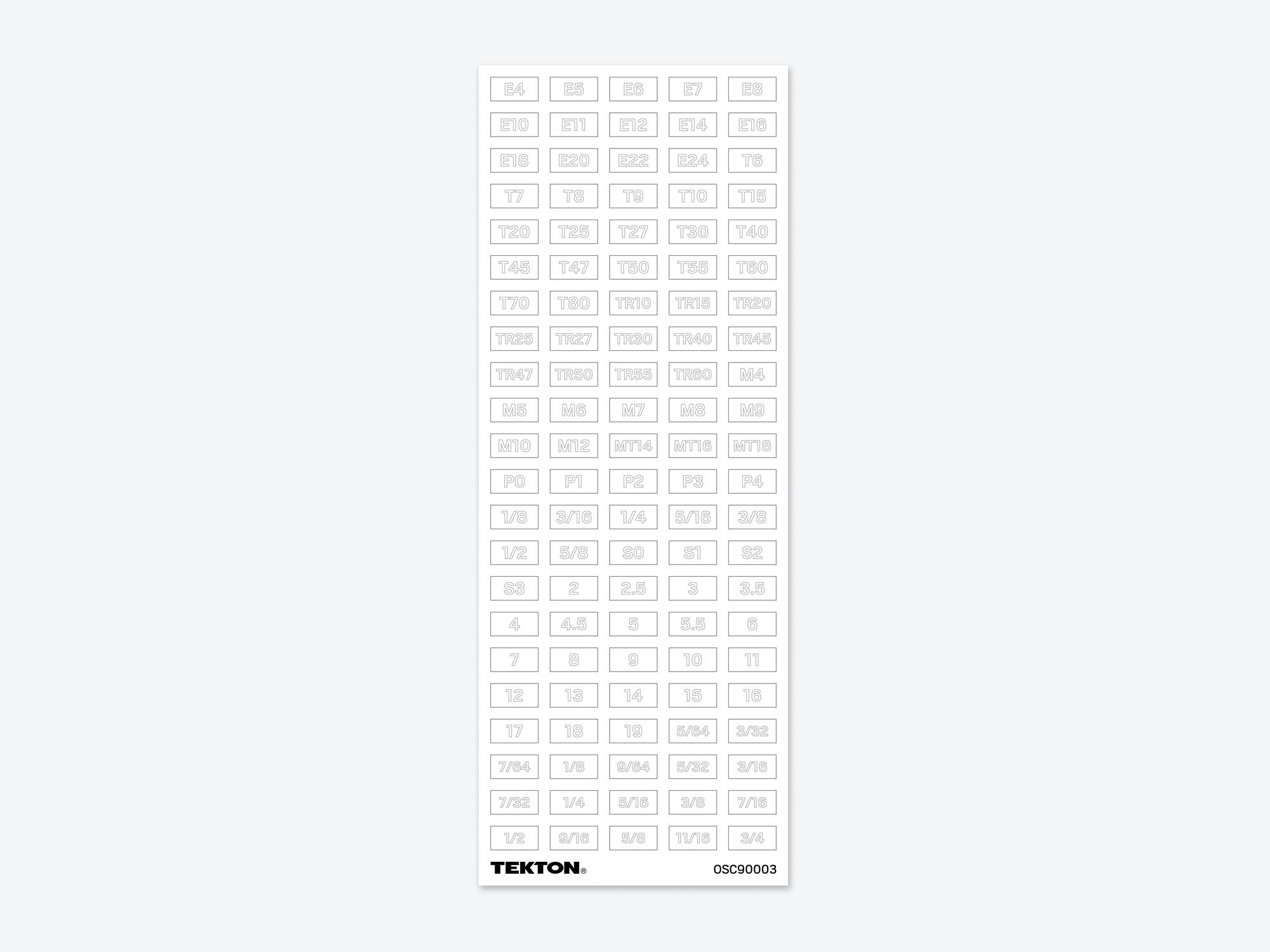External Star and Bit Socket Clip Label Sheet