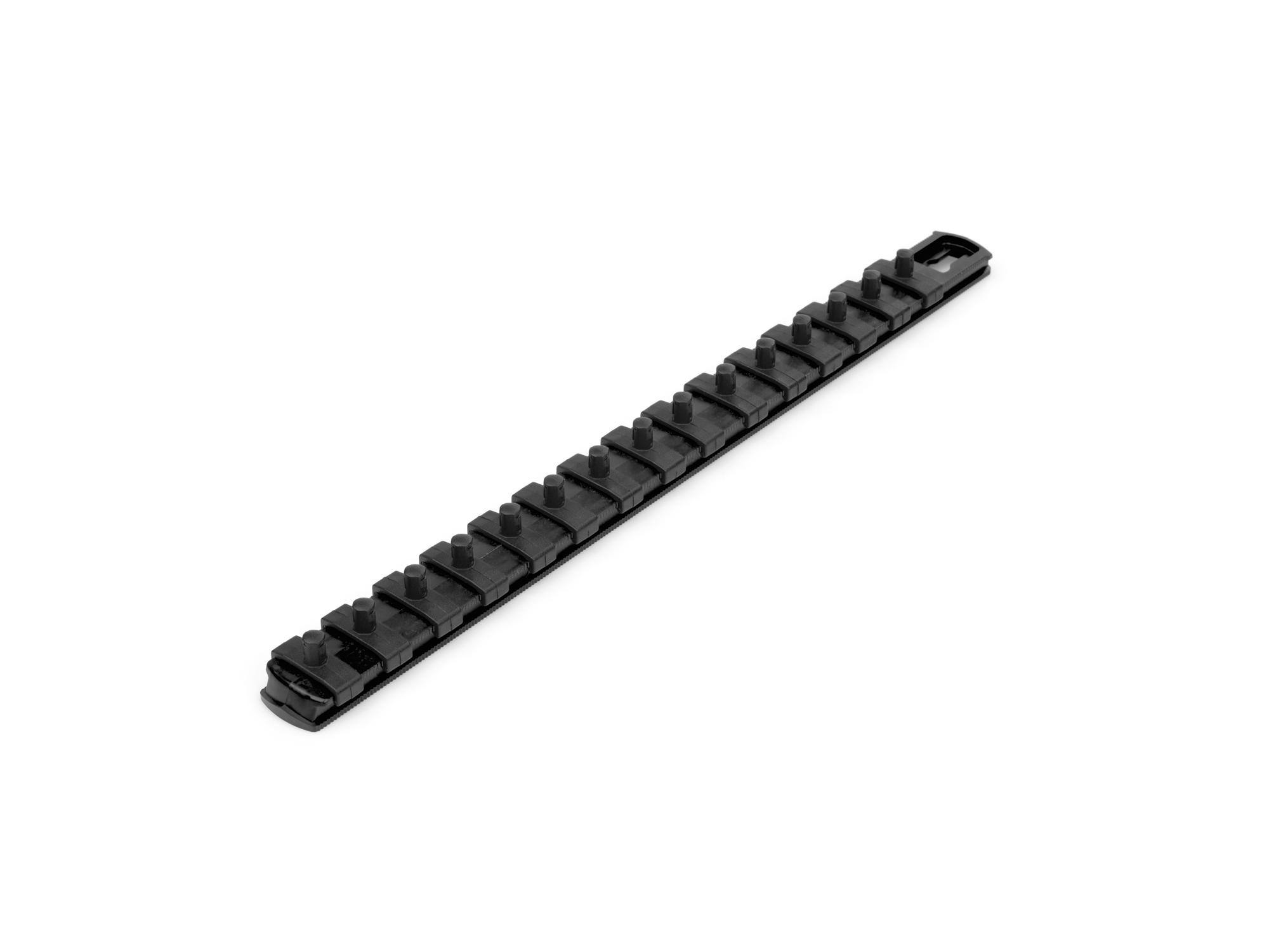Front-right angle view of Tekton black 13 inch socket organization set. Item #OSR02215
