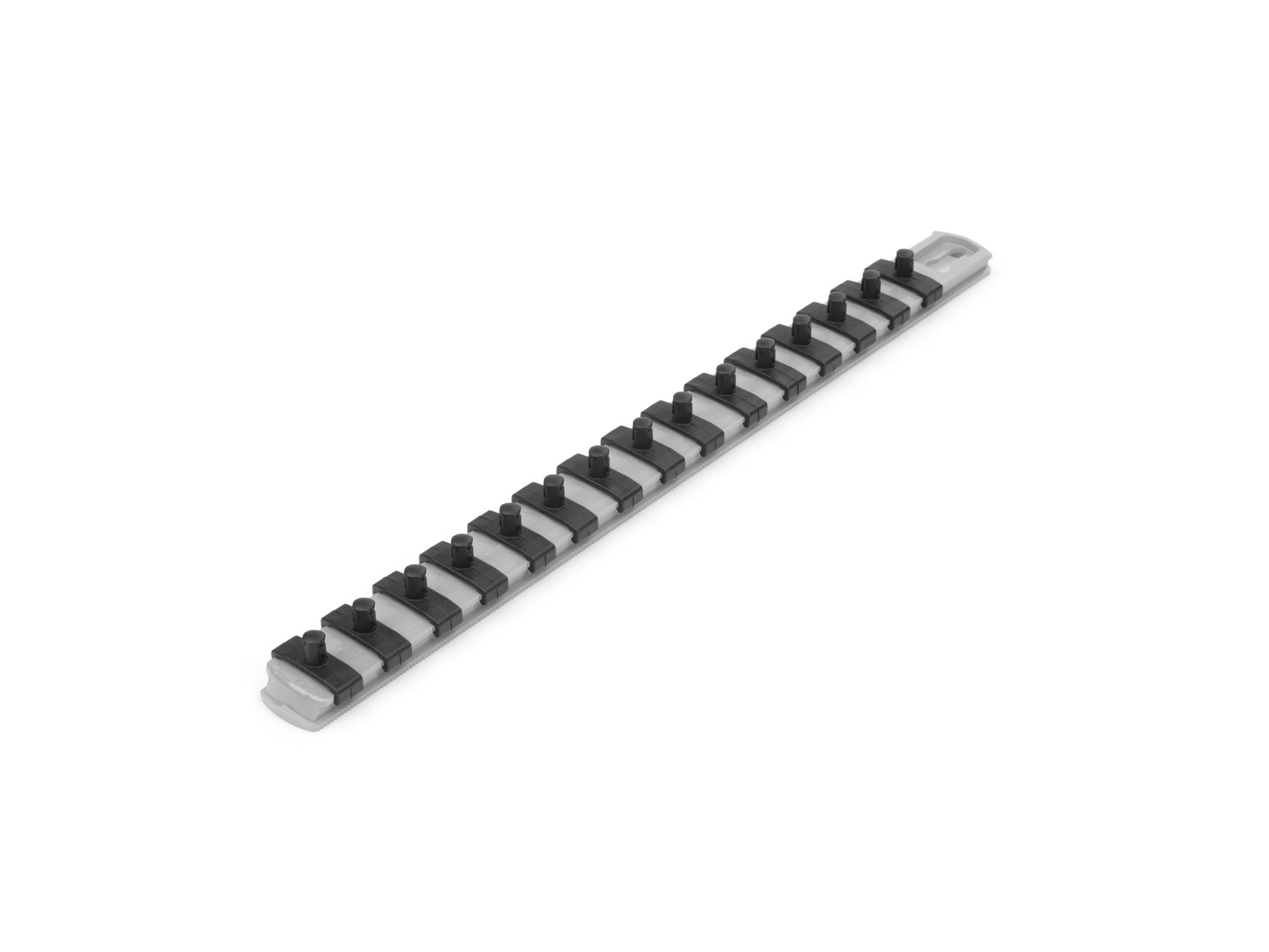 Front-right angle view of gray Tekton 13 inch socket organization. Item #OSR02315
