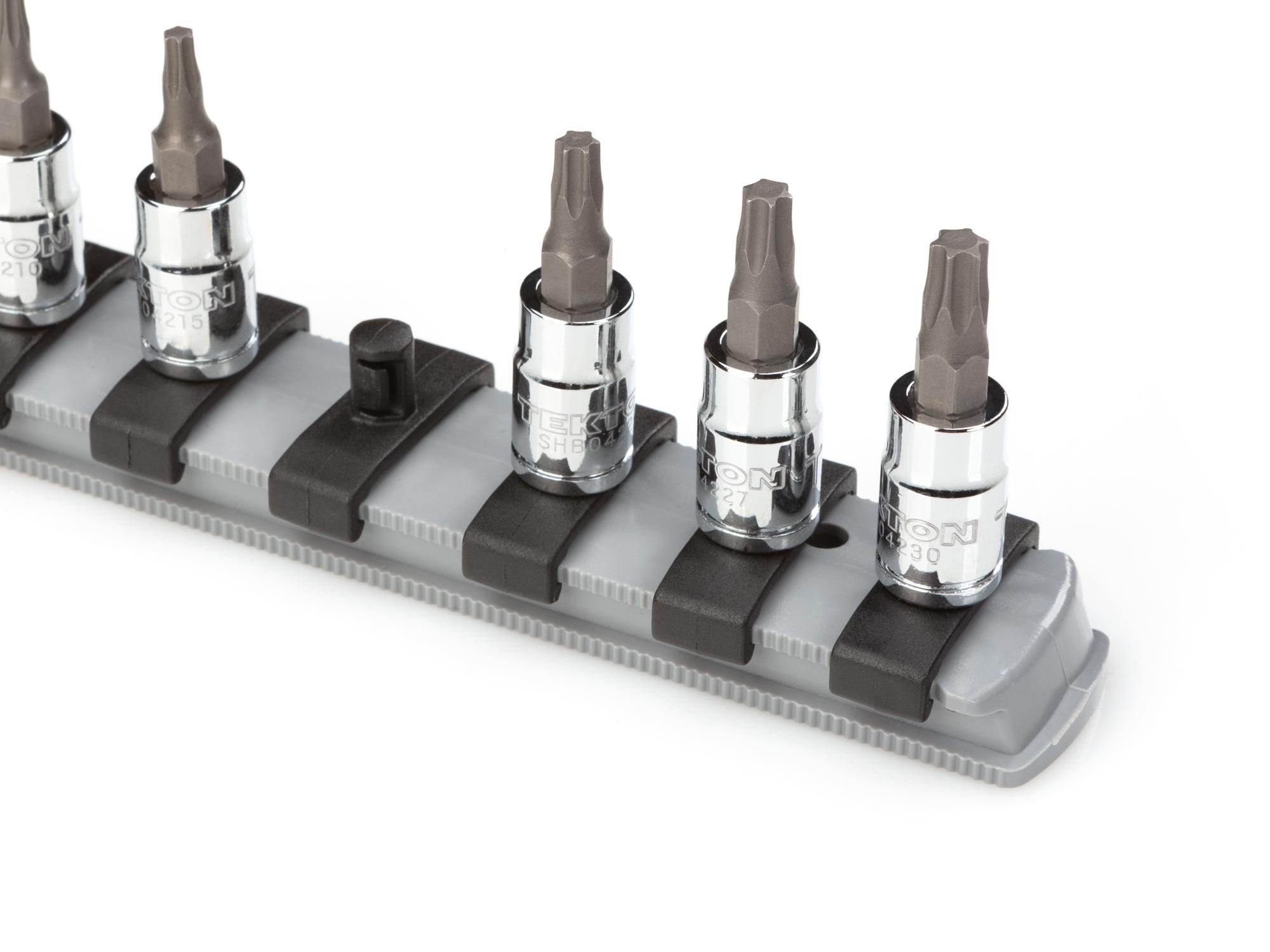 Closeup view of gray Tekton 13 inch socket organization. Item #OSR02315