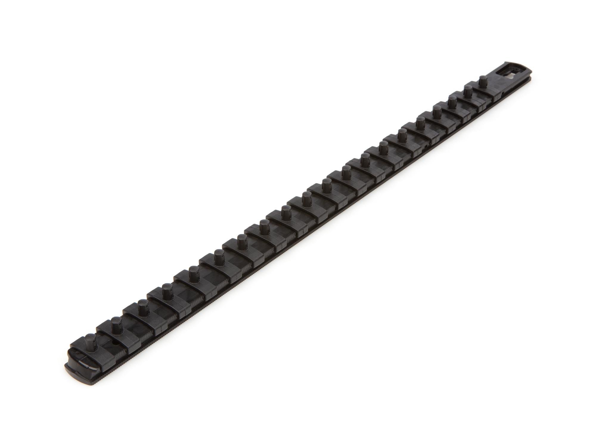 Front-right angle view of black Tekton 18 inch socket organization. Item #OSR03220