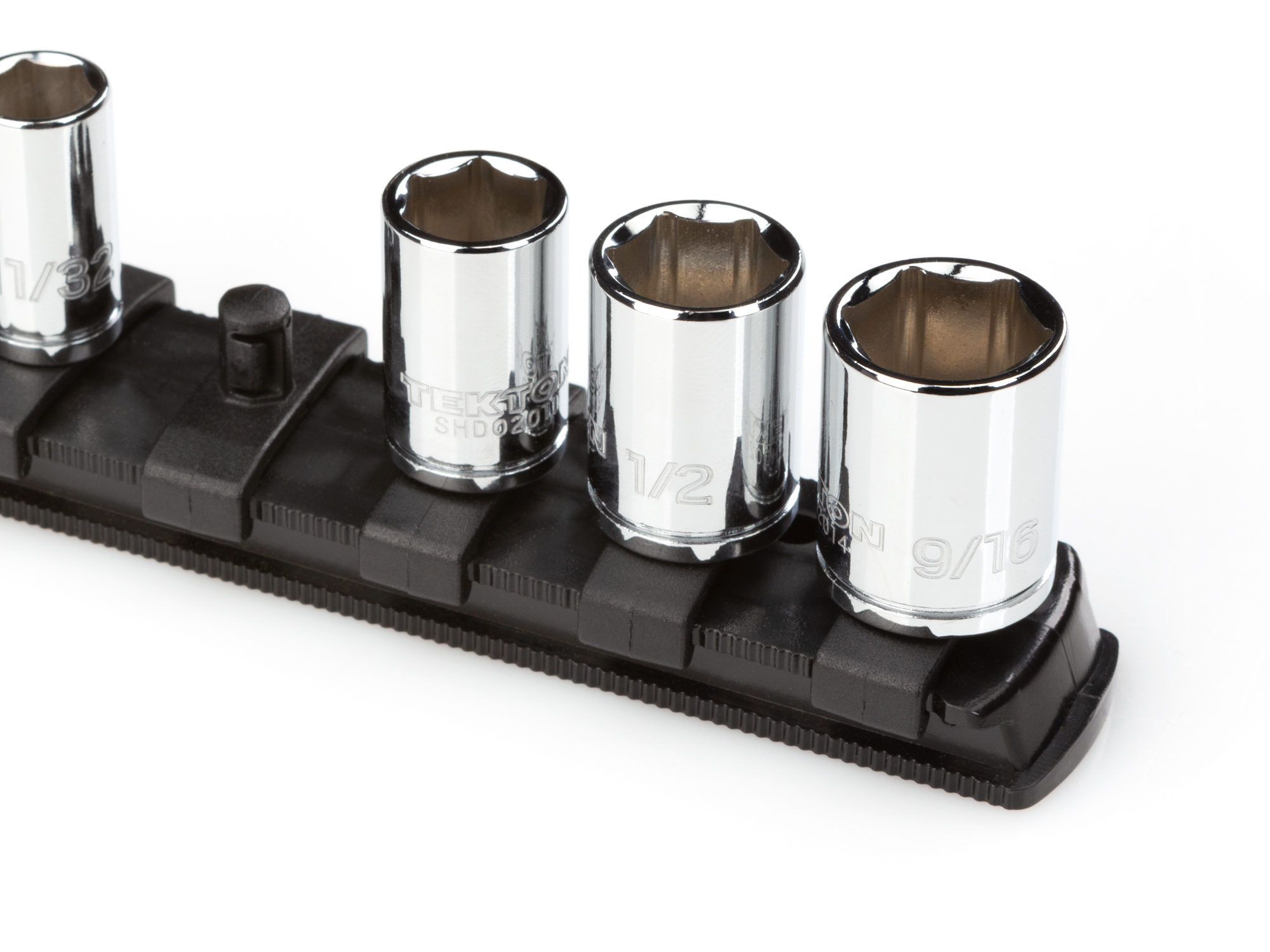 1/4 Inch Drive x 18 Inch Socket Rail, 20 Clips (Black) | TEKTON | USA