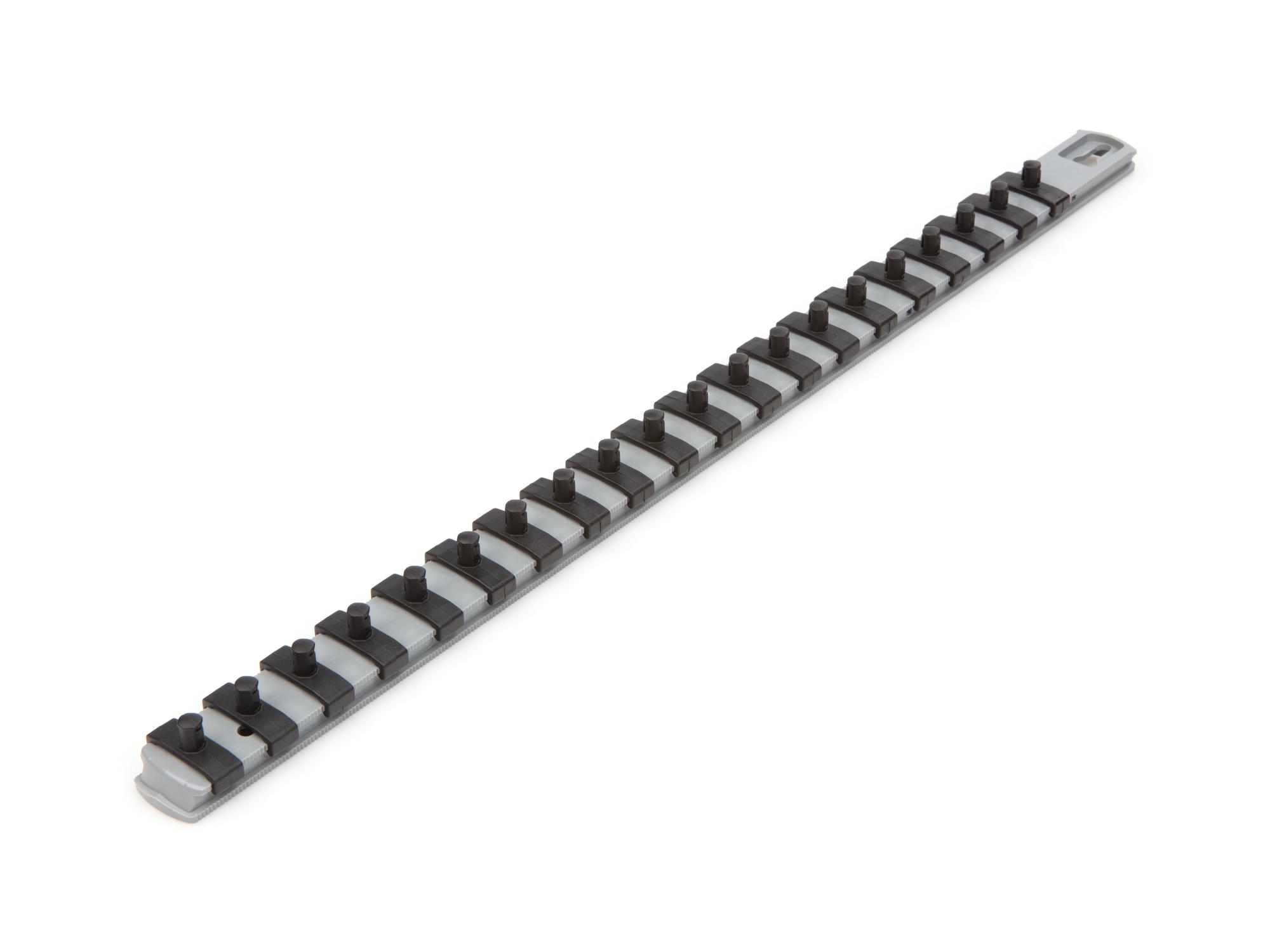 Front-right angle view of gray Tekton 18 inch socket organization. Item #OSR03320