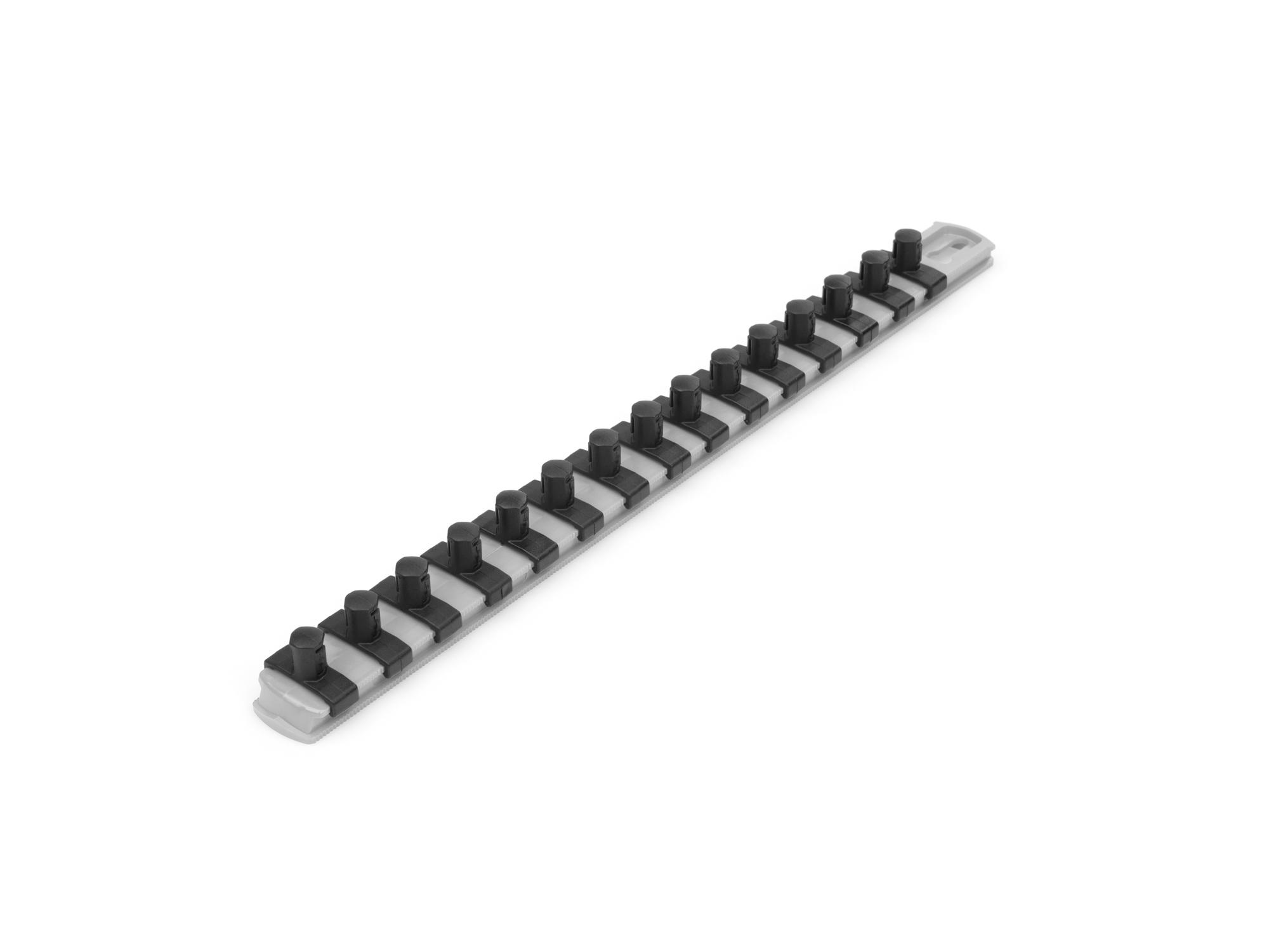 Front-right angle view of Tekton gray 13 inch socket organization set. Item #OSR12315