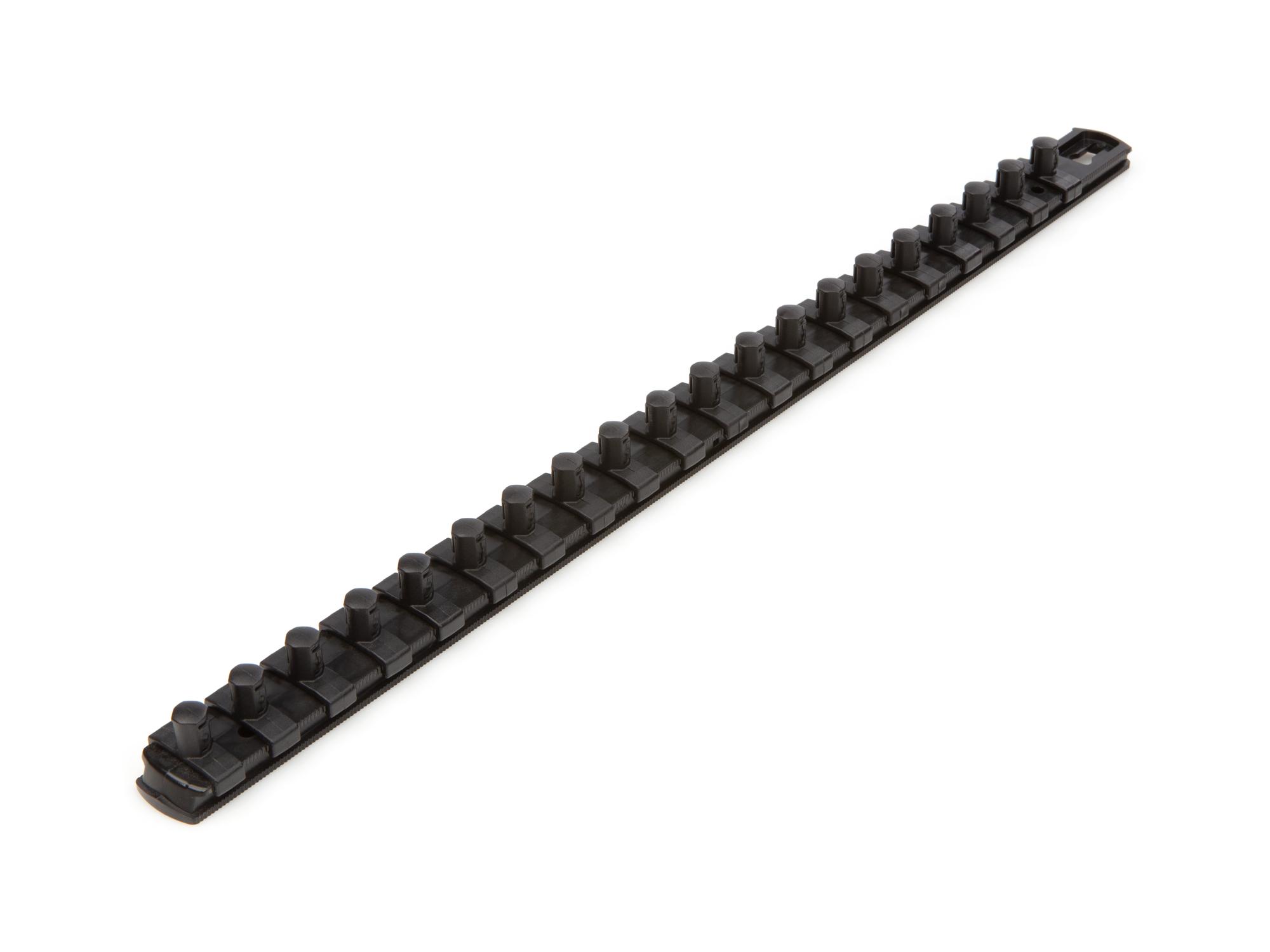 Front-right angle view of black Tekton 18 inch socket organization. Item #OSR13220