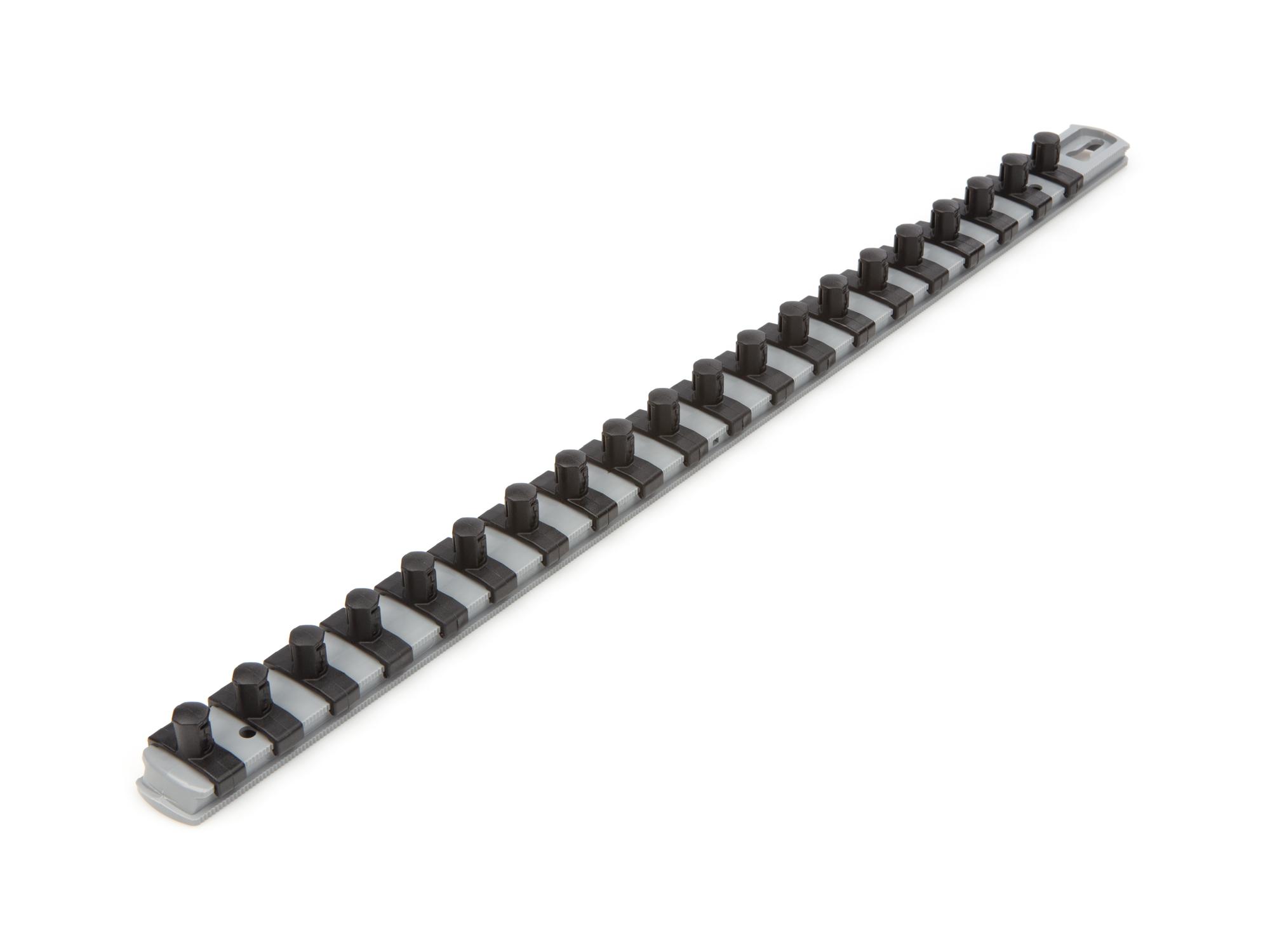 Front-right angle view of gray Tekton 18 inch socket organization. Item #OSR13320