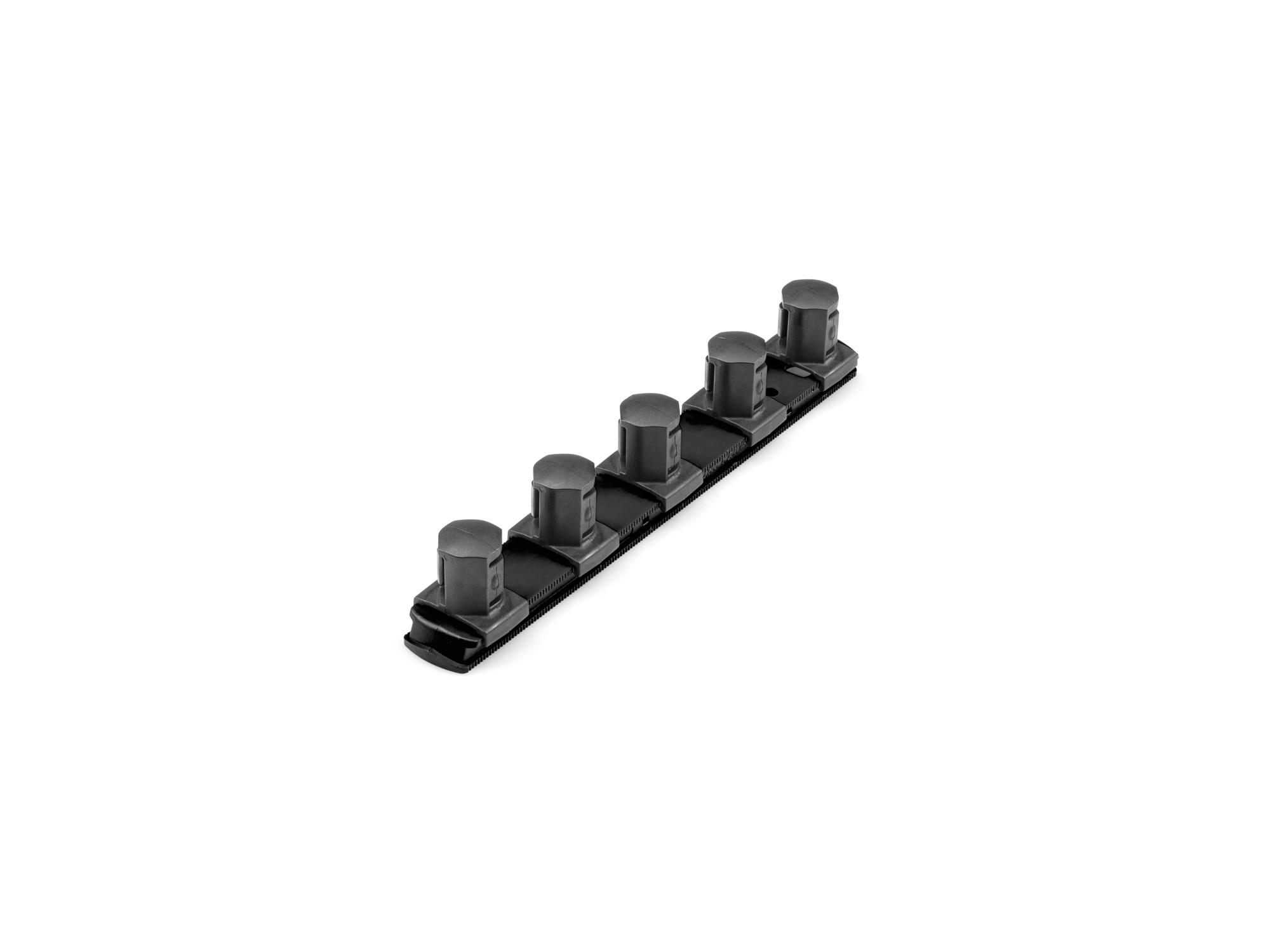 Front-right angle view of Tekton black 8 inch socket organization set. Item #OSR31205