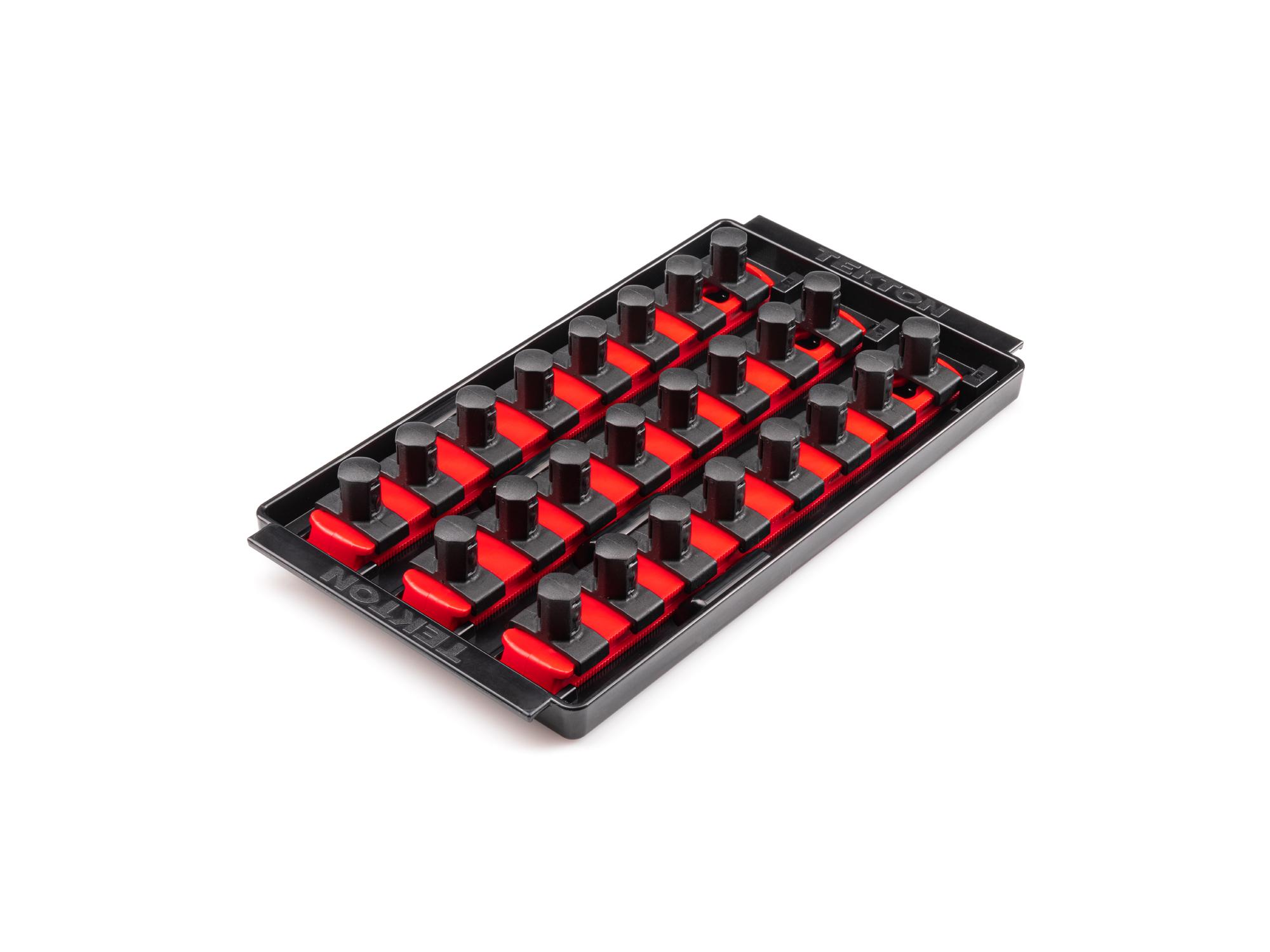 1/2 Inch Drive 3-Rail Socket Organizer Set, Red (24-Tool)