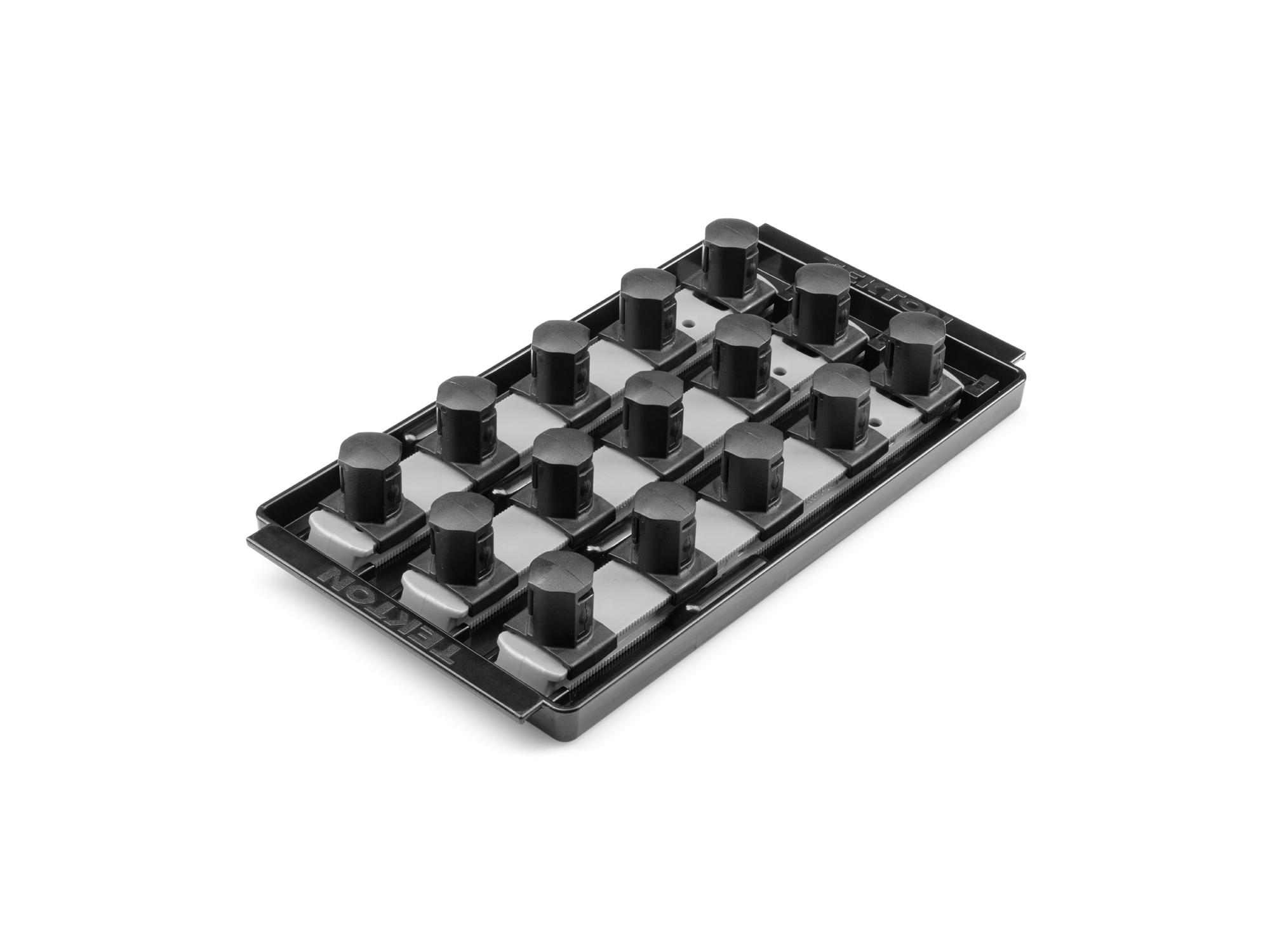 Front-right angle view of Tekton gray 8 inch socket organization set. Item #OST35315