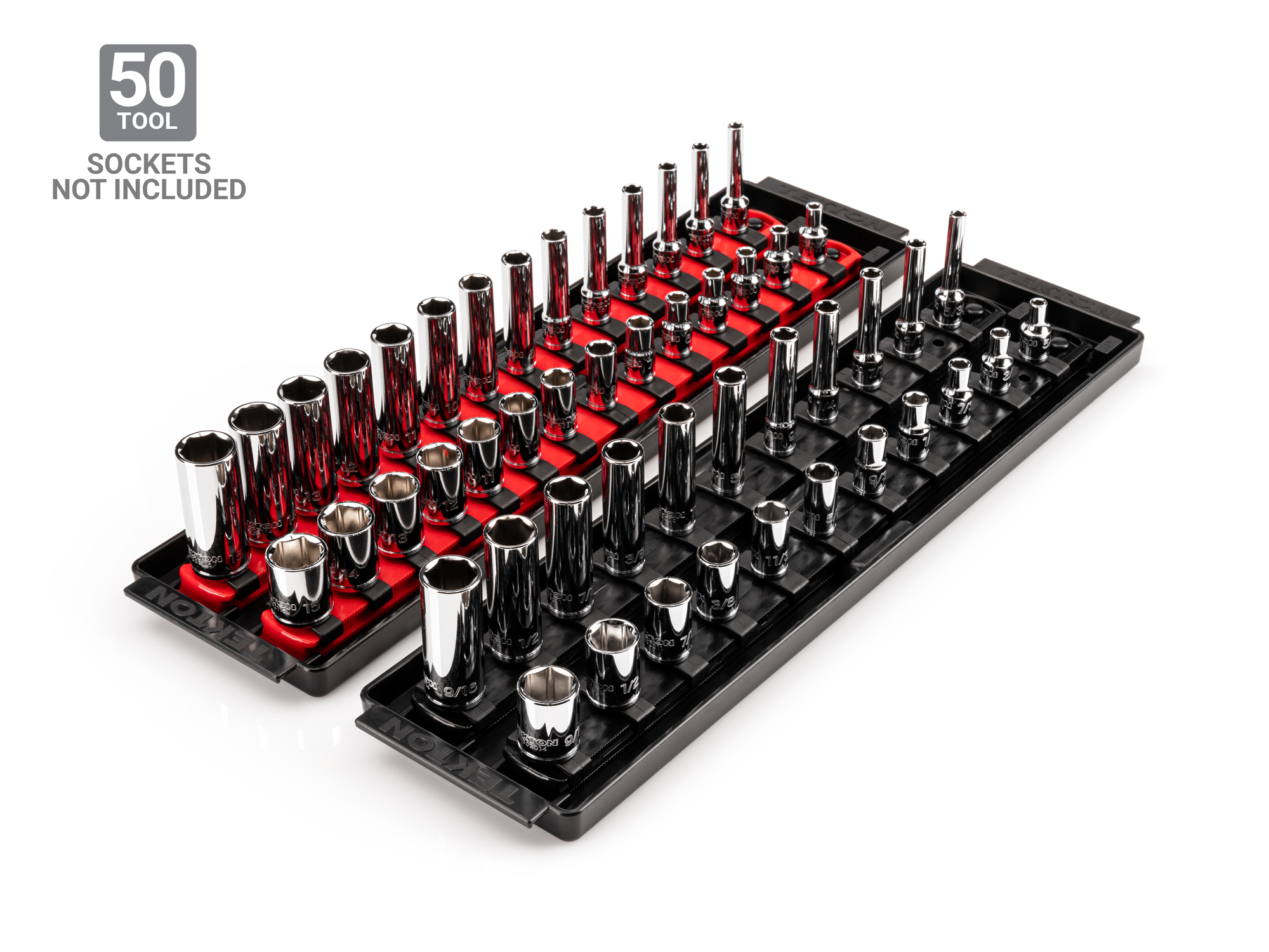 Set includes 4 socket rails, 2 trays, and 1/4 inch drive clips. Designed to store sockets for our 56-piece 1/4 inch drive socket and ratchet sets. Made in USA. OST90902.