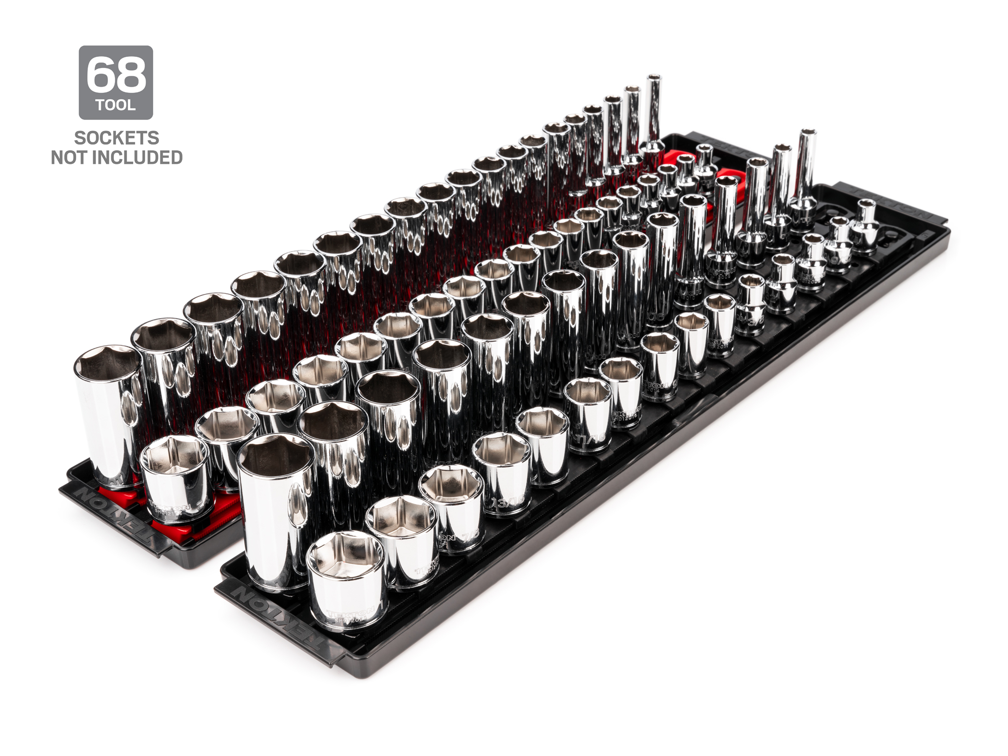 Set includes 4 socket rails, 2 trays, and 3/8 inch drive clips. Designed to store sockets for our 73-piece 3/8 inch drive socket and ratchet sets. Made in USA. OST91901.