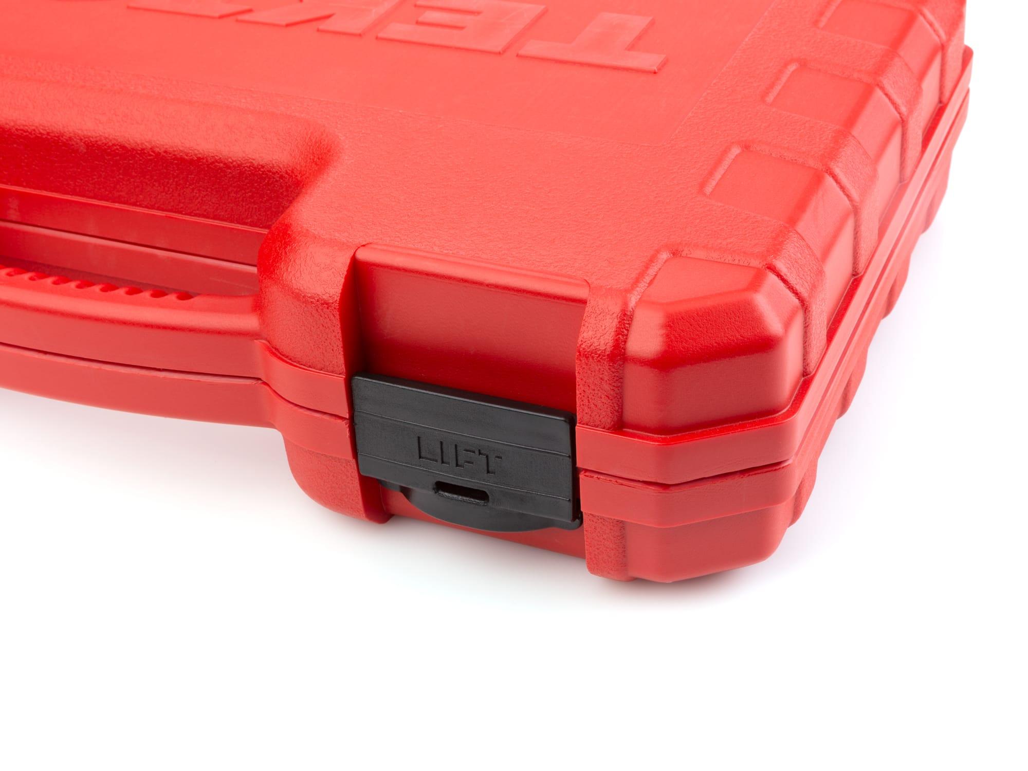 Closeup view of Tekton black socket set part set. Item #OSM89901