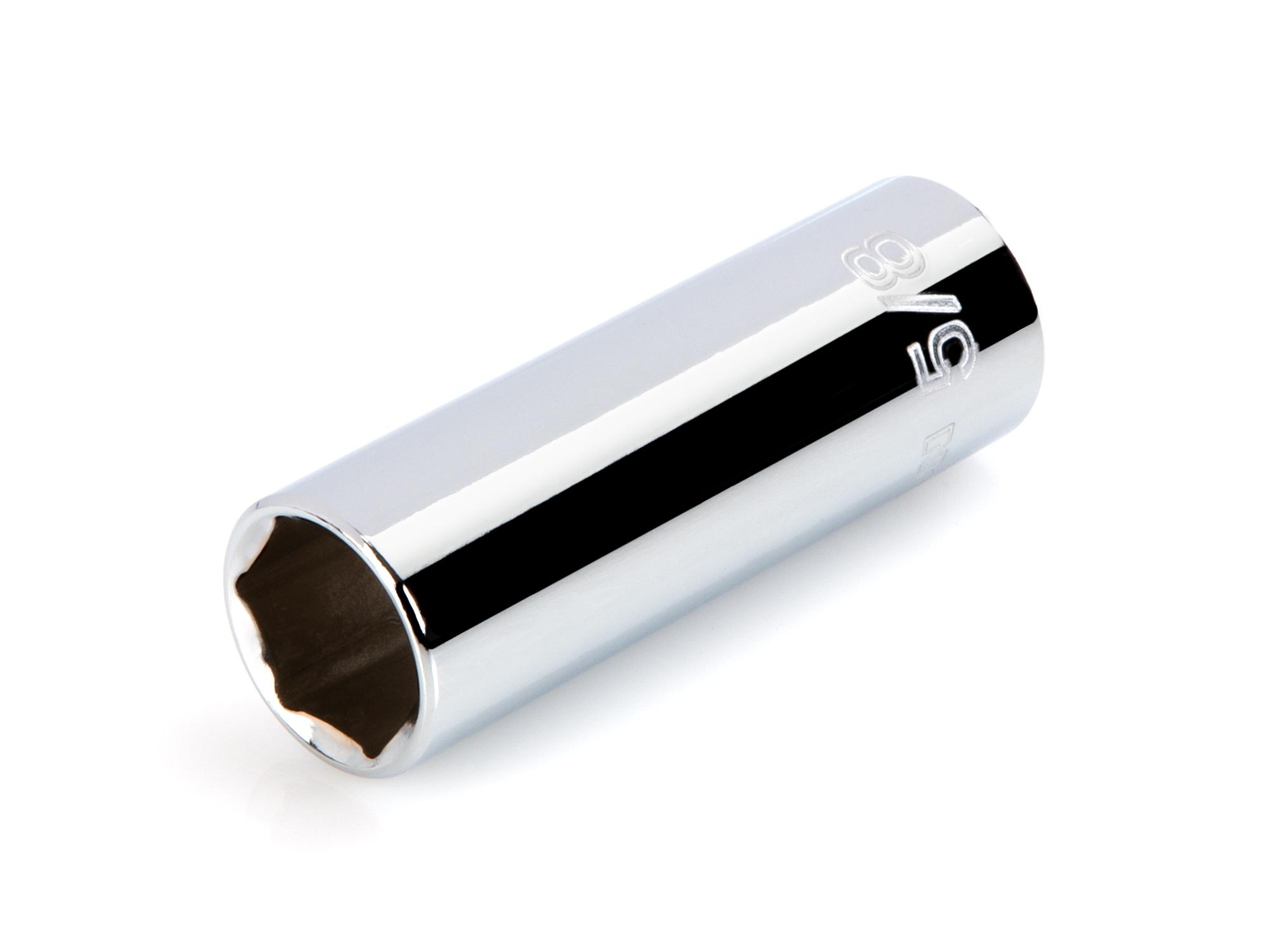 Front-right angle view of Tekton 5/8 inch hand drive spark plug socket. Item #SHD25016