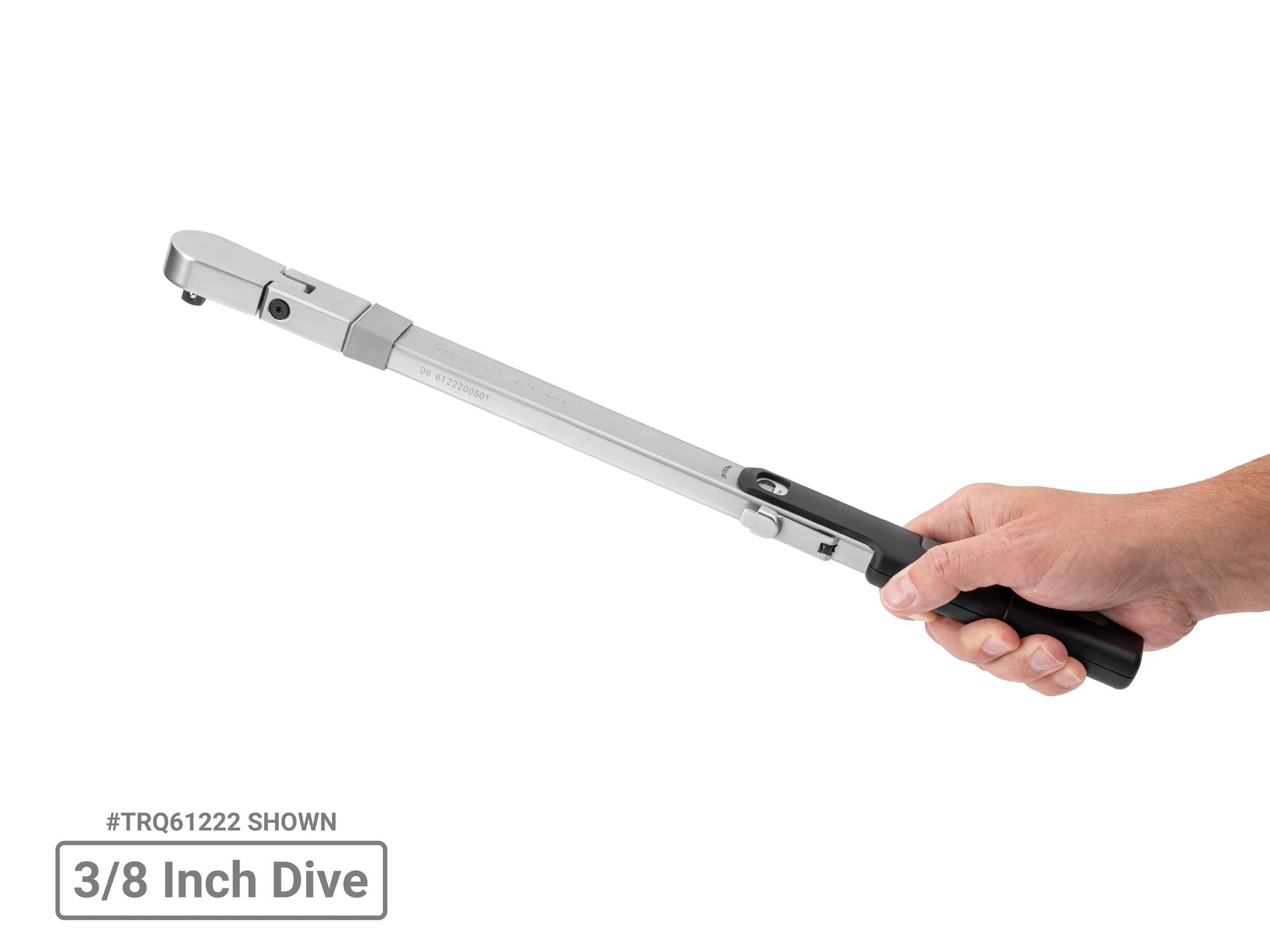 Person holding Tekton case split beam torque wrench set. Item #TRQ96902