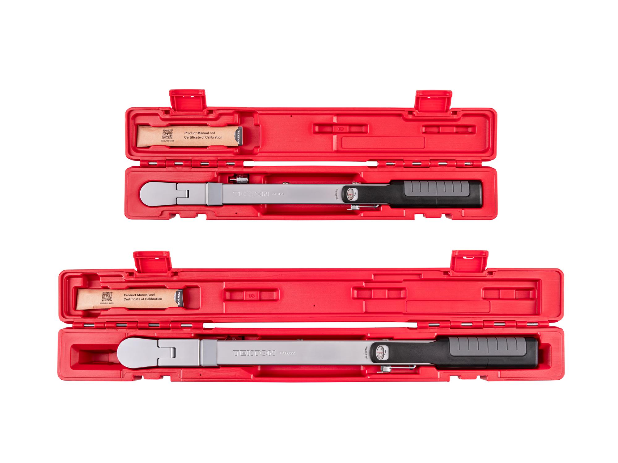 Top view of Tekton case split beam torque wrench set. Item #TRQ96902