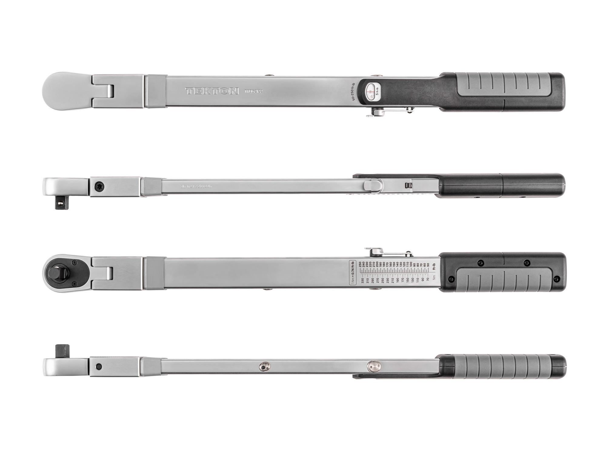 Side view of Tekton case split beam torque wrench. Item #TRQ62122