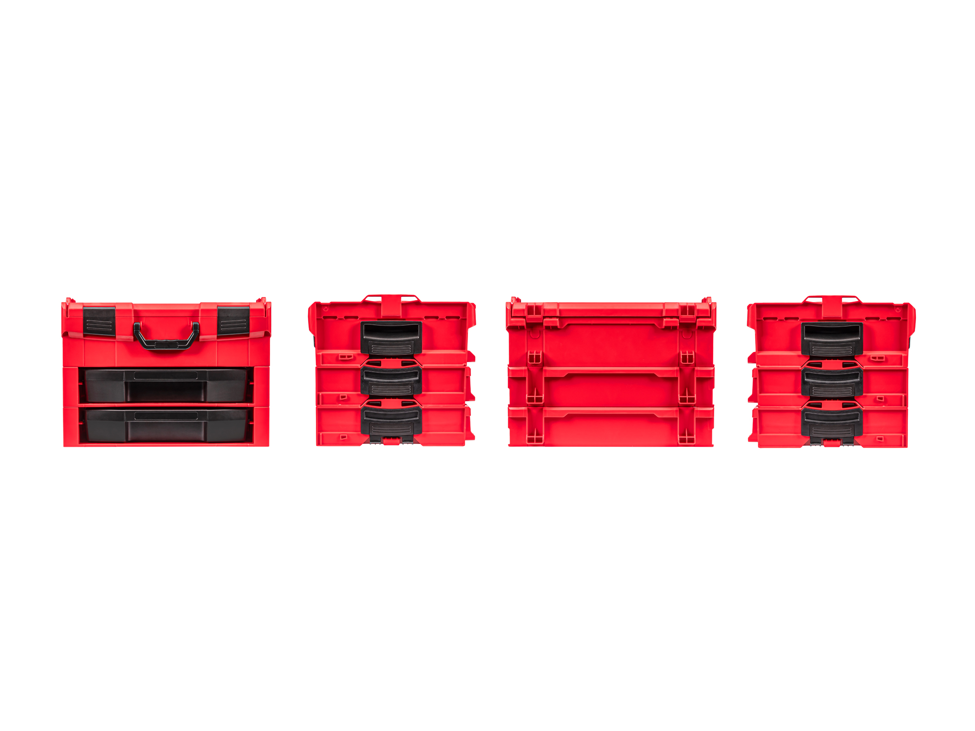 TEKTON 1/4, 3/8 Inch Drive 6-Point Socket and Ratchet, Screwdriver, and Pliers Set in Modular Stacking Tool Box, 2-Drawer (127-Piece)