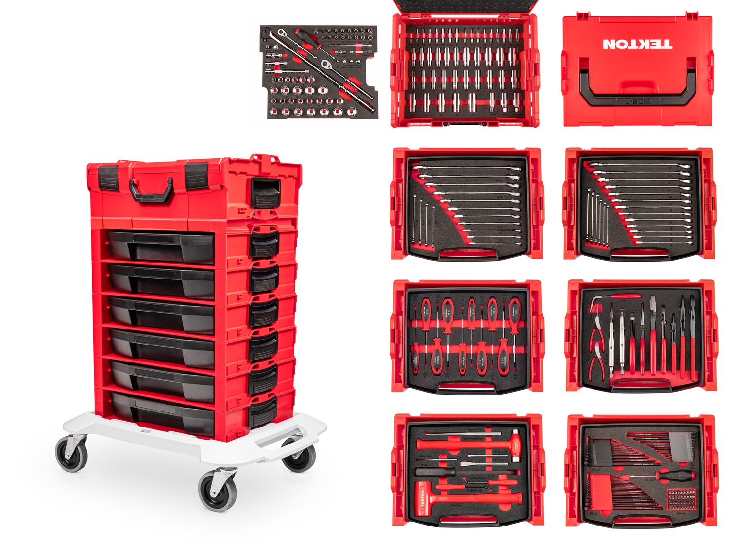 TEKTON 248-Piece Tool Set in Modular Stacking Tool Cart (6-Drawer)