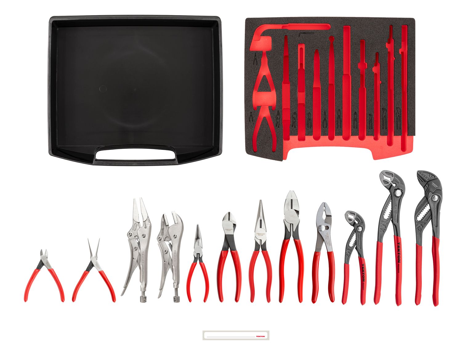 TEKTON Gripping, Cutting, and Locking Pliers Set with Open Top Drawer and Rack (12-Piece)