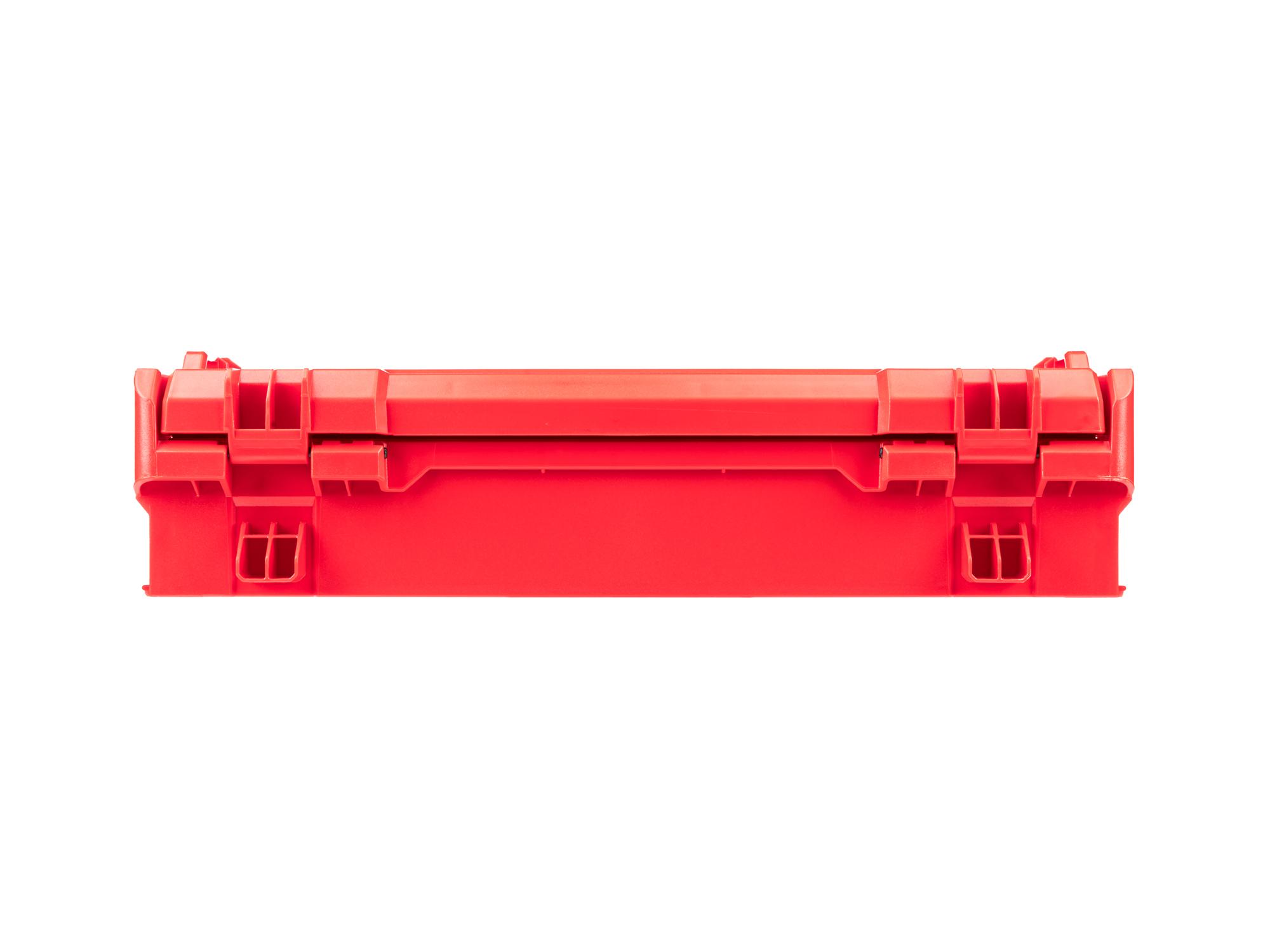 Back view of Tekton's stacking organization tool box top with hinges. Item #OLB11021.