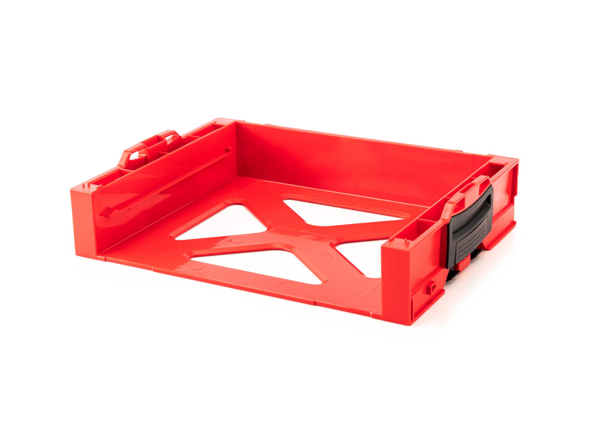 Front-right angle view of Tekton stacking organization system. Item #OLB41021