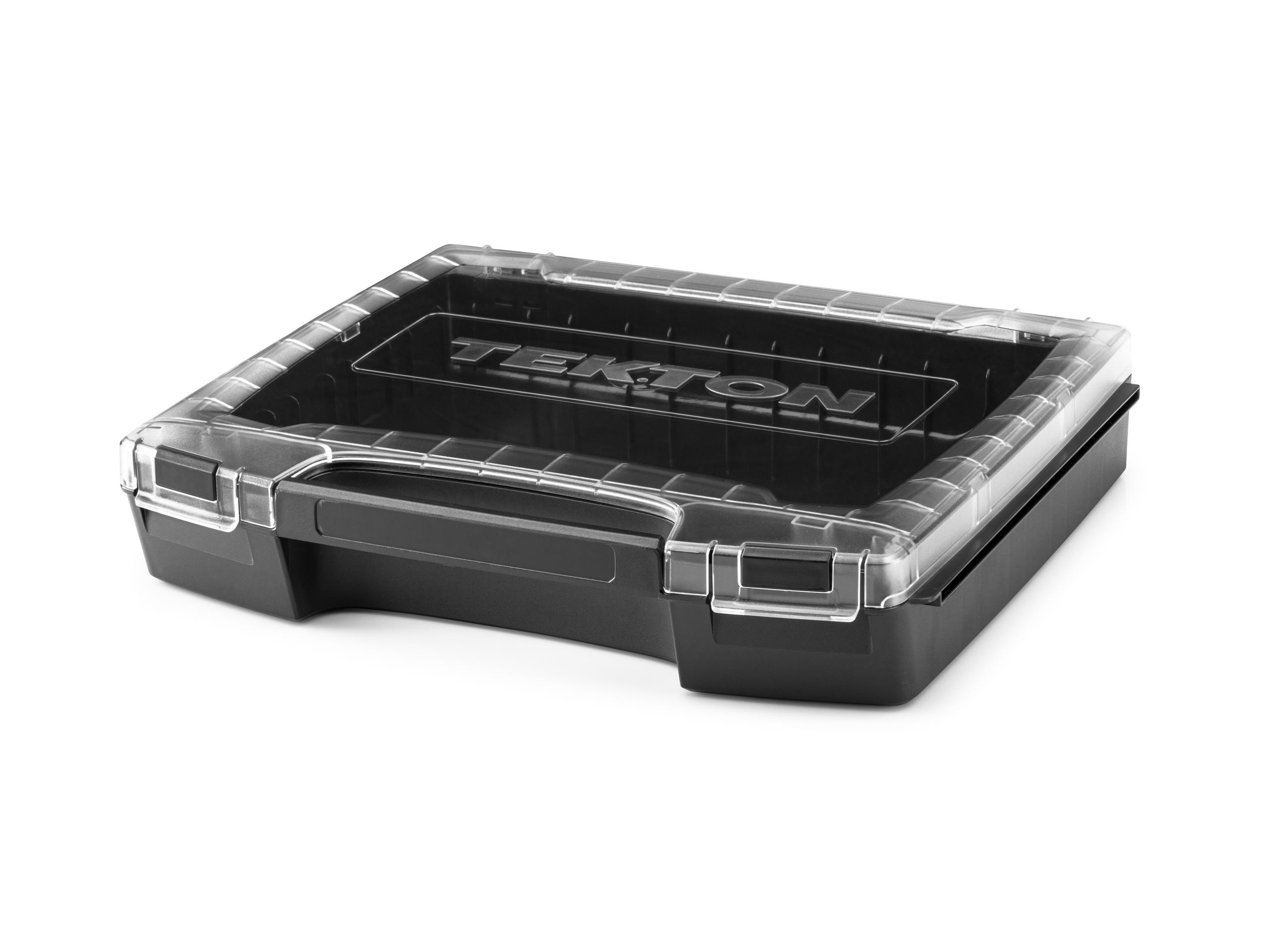 Front-right angle view of Tekton stacking organization system. Item #OLB51312