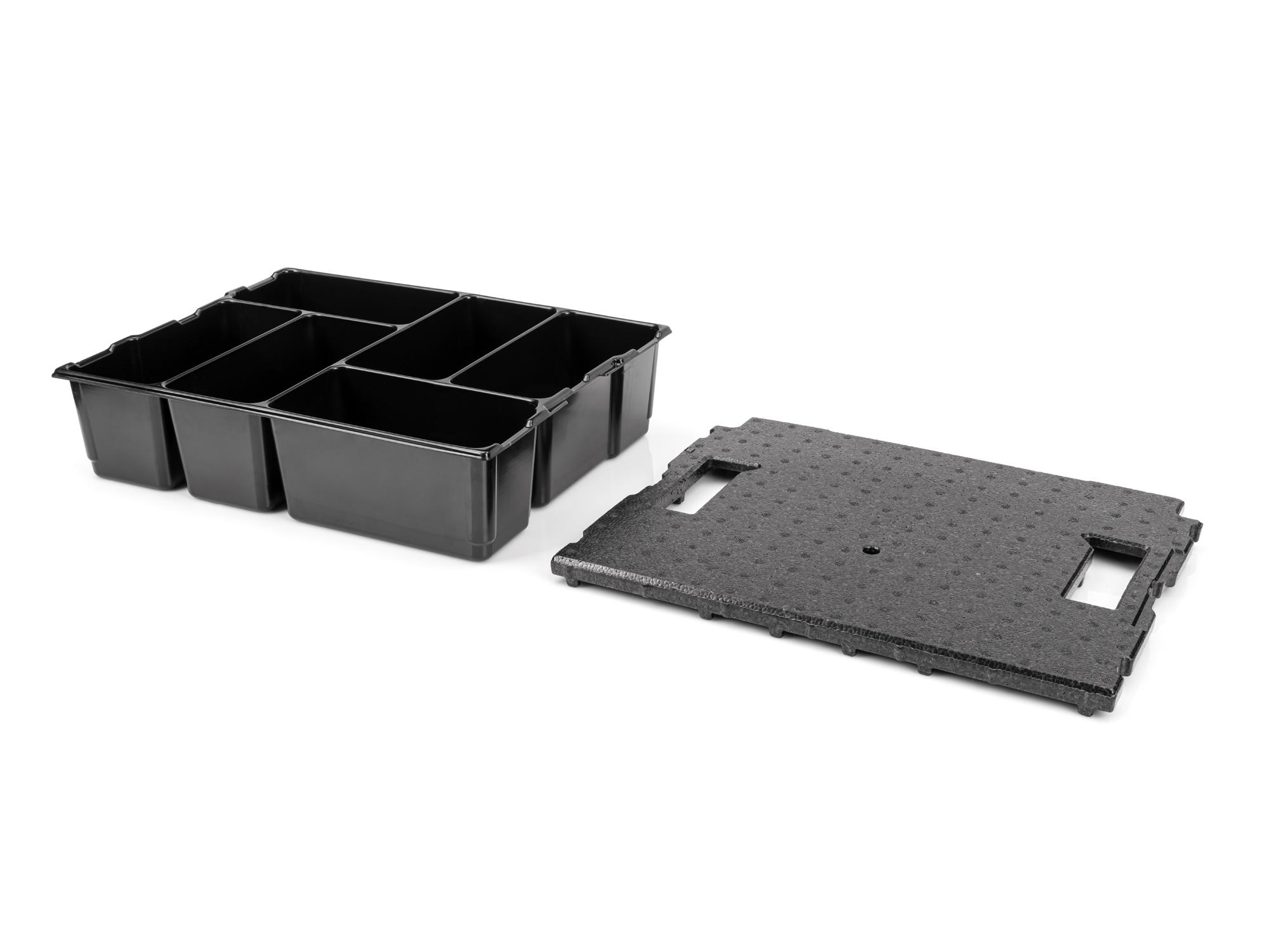 6-Cavity Parts Tray and Lid Insert for Stacking Tool Box