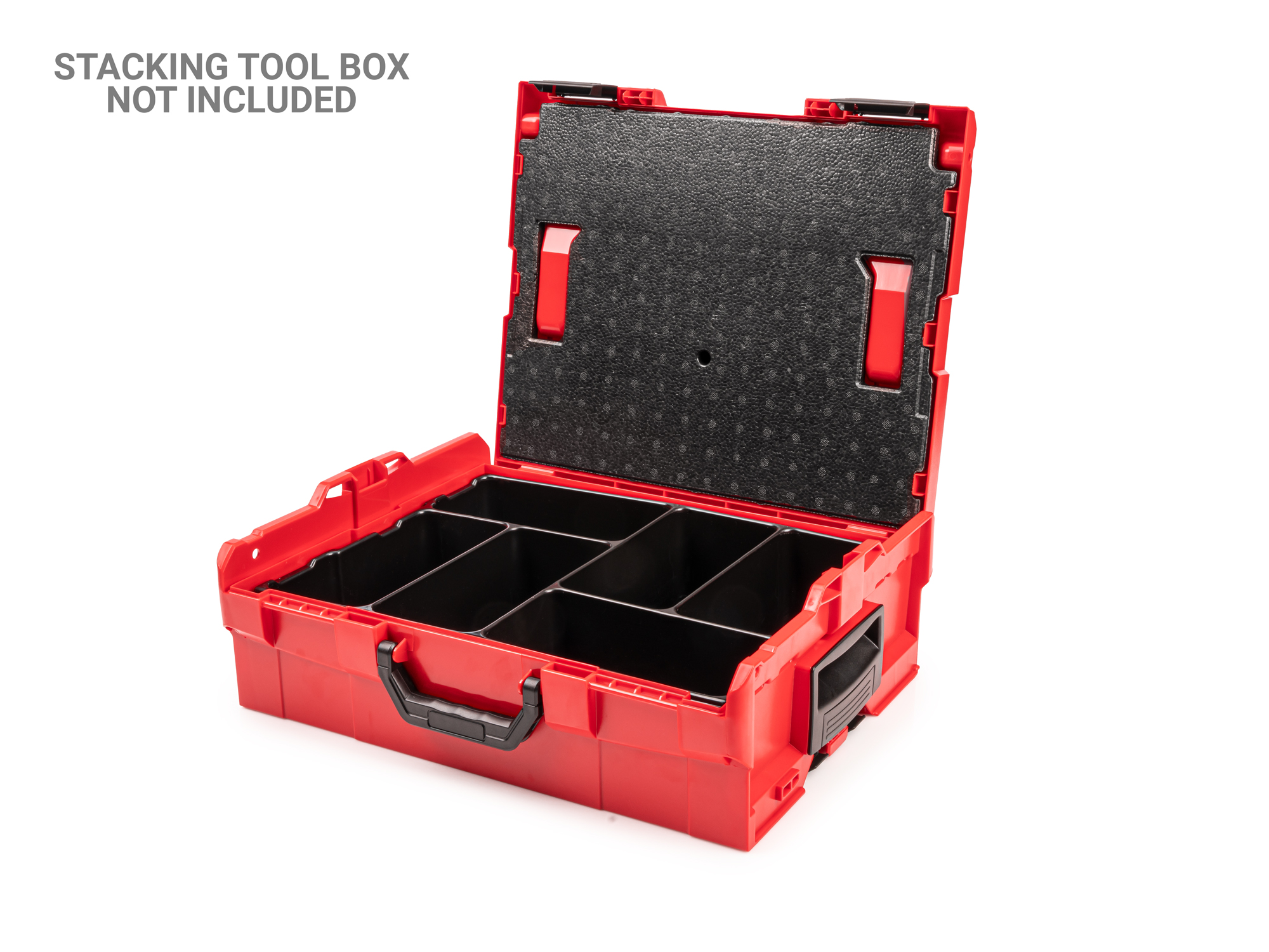 Organize and keep small parts secure in your L-Boxx stacking organization system stacking tool box with 6 separate compartments and lid insert. OLB81206.