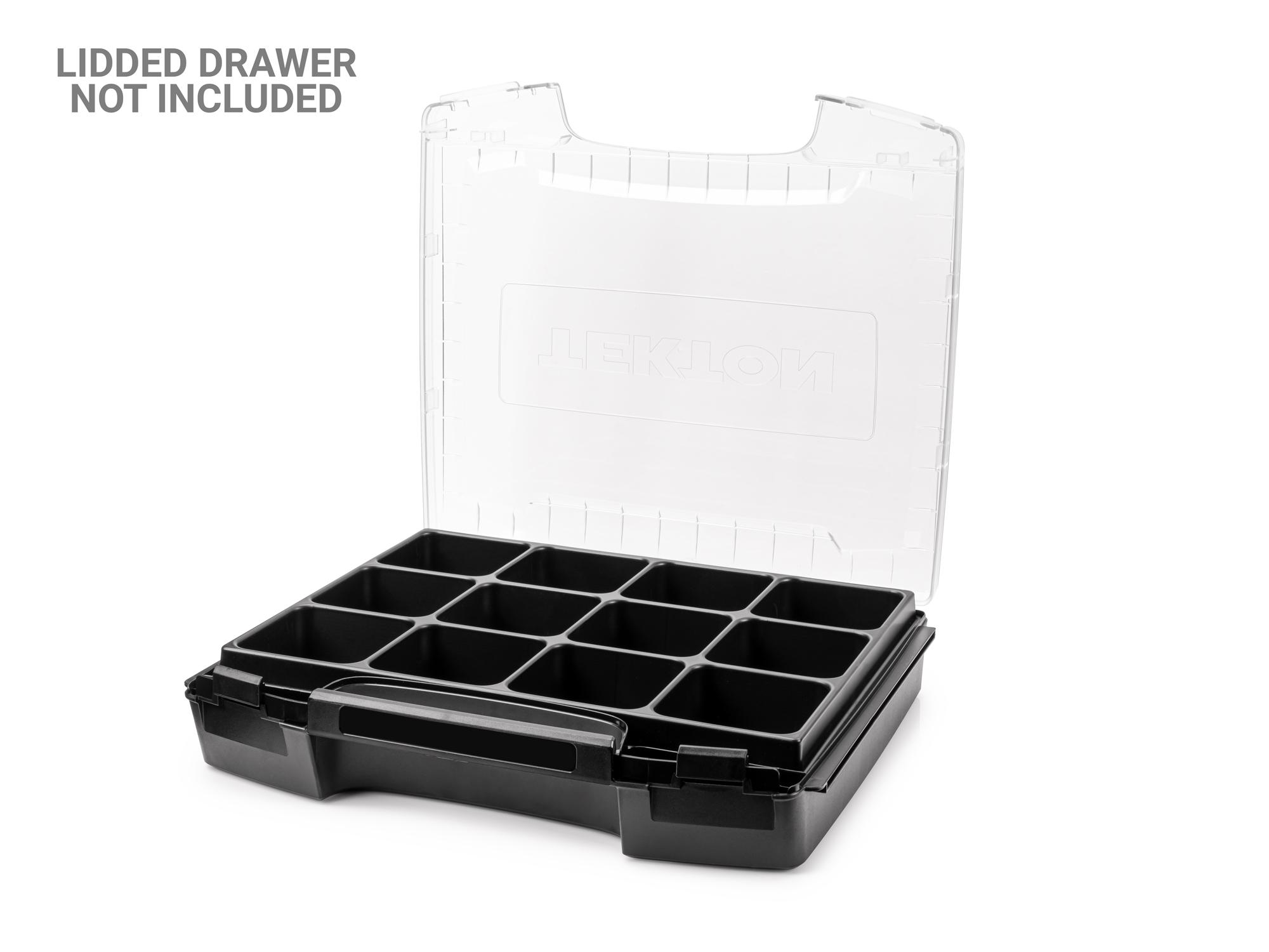 Tekton stacking organization system storage with tools. Tools not included.. Item #OLB81312.