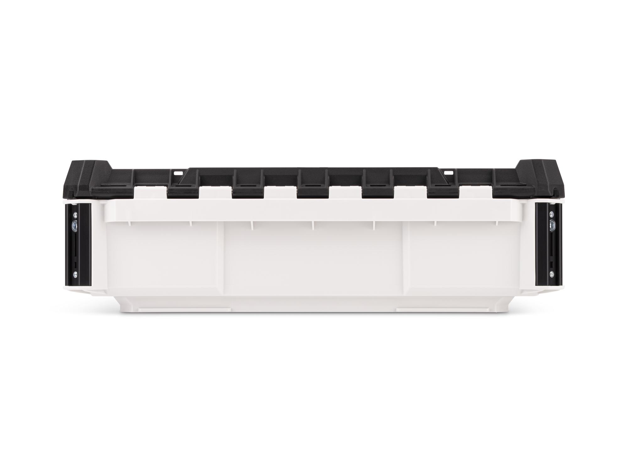 Back view of lunar white Tekton RIG stacking tool box. OLC11110