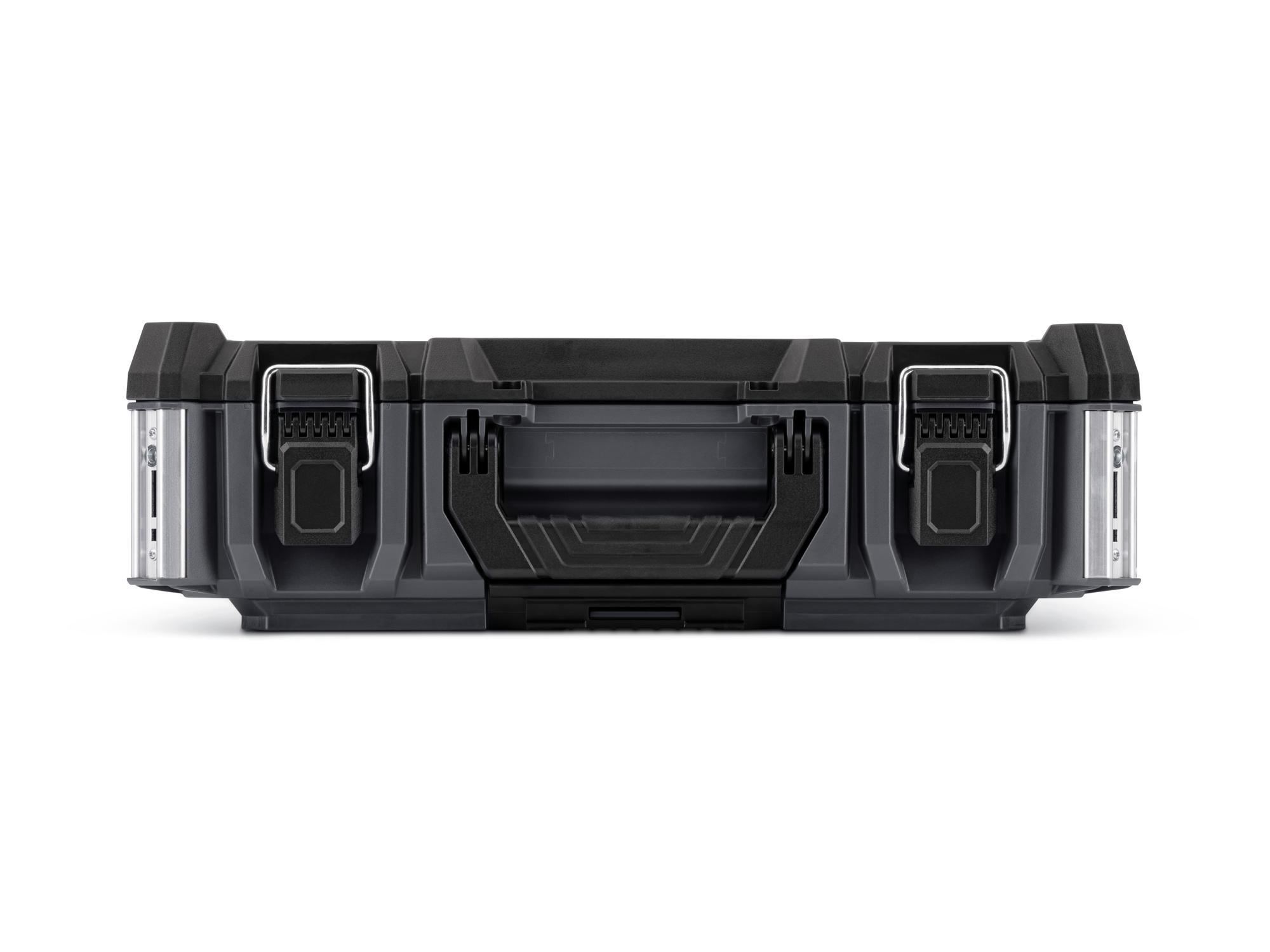 Front view of slate gray Tekton RIG Tool Box. OLC11120