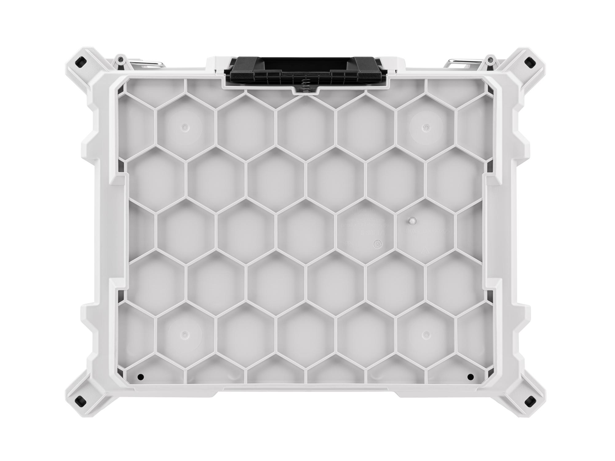 Bottom view of lunar white Tekton RIG 5-Drawer Stacking Unit. OLC52510