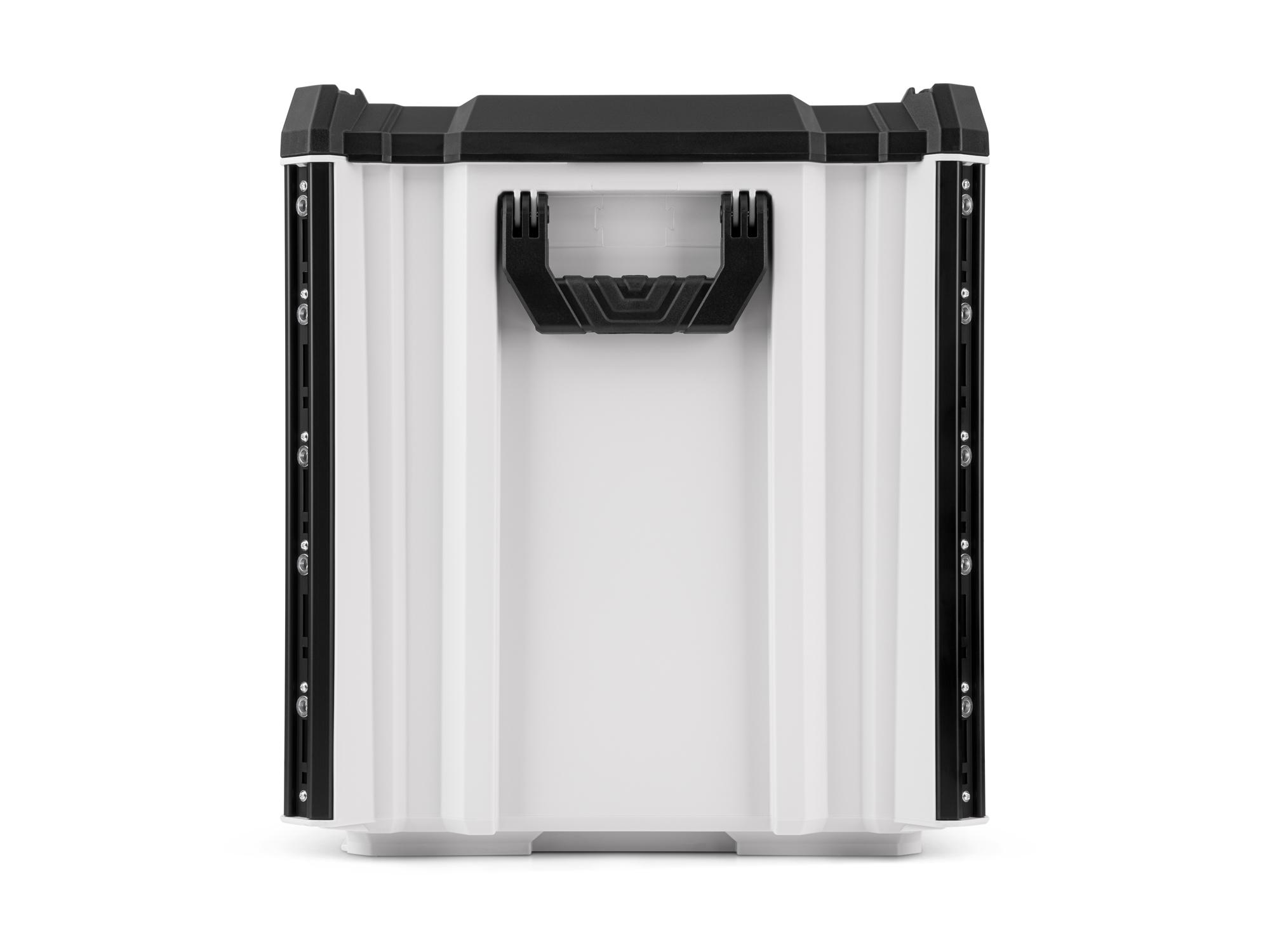 Side view of lunar white Tekton RIG 5-Drawer Stacking Unit. OLC52510