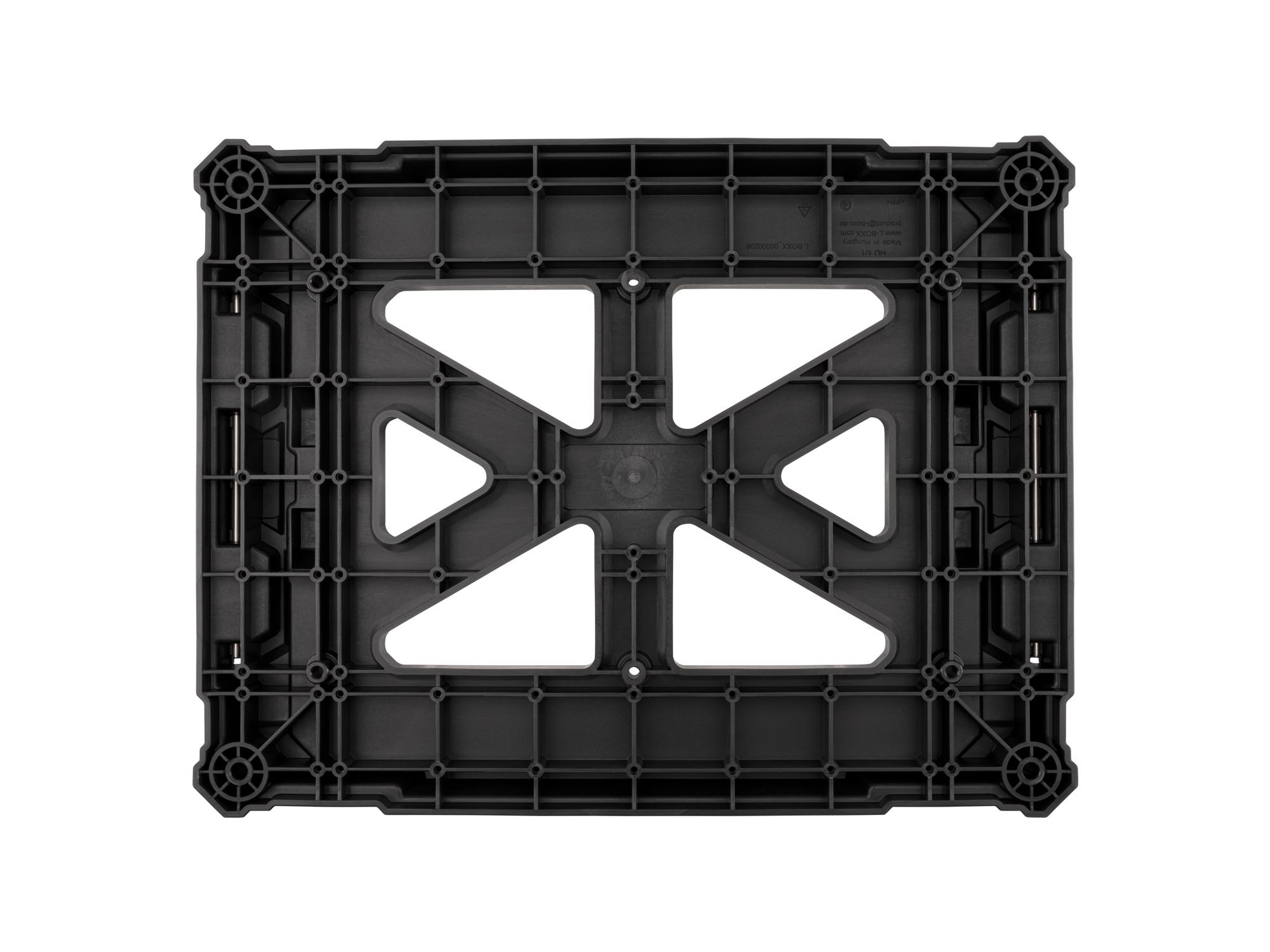 Bottom view of black Tekton mounting plate for RIG and L-BOXX. OLC81000