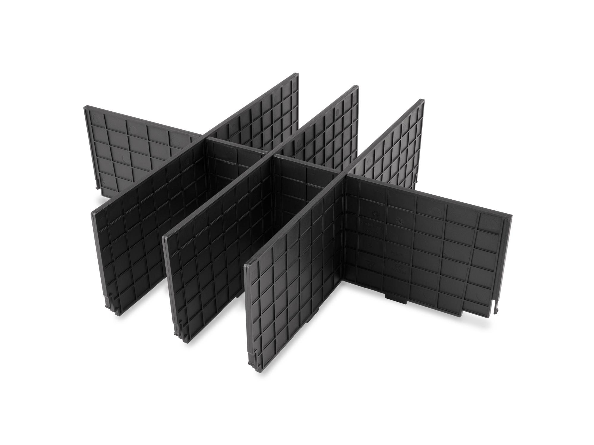 Angled view of black Tekton L-BOXX Contractor Tool Box Divider Set. OLC98400