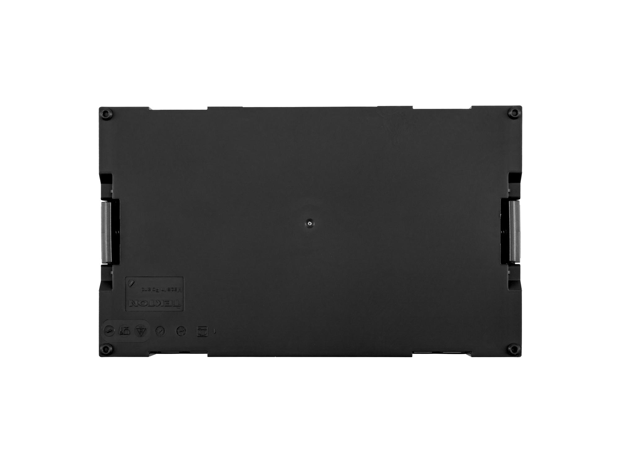 Bottom view of black Tekton stacking organization system. Item #OLM21011