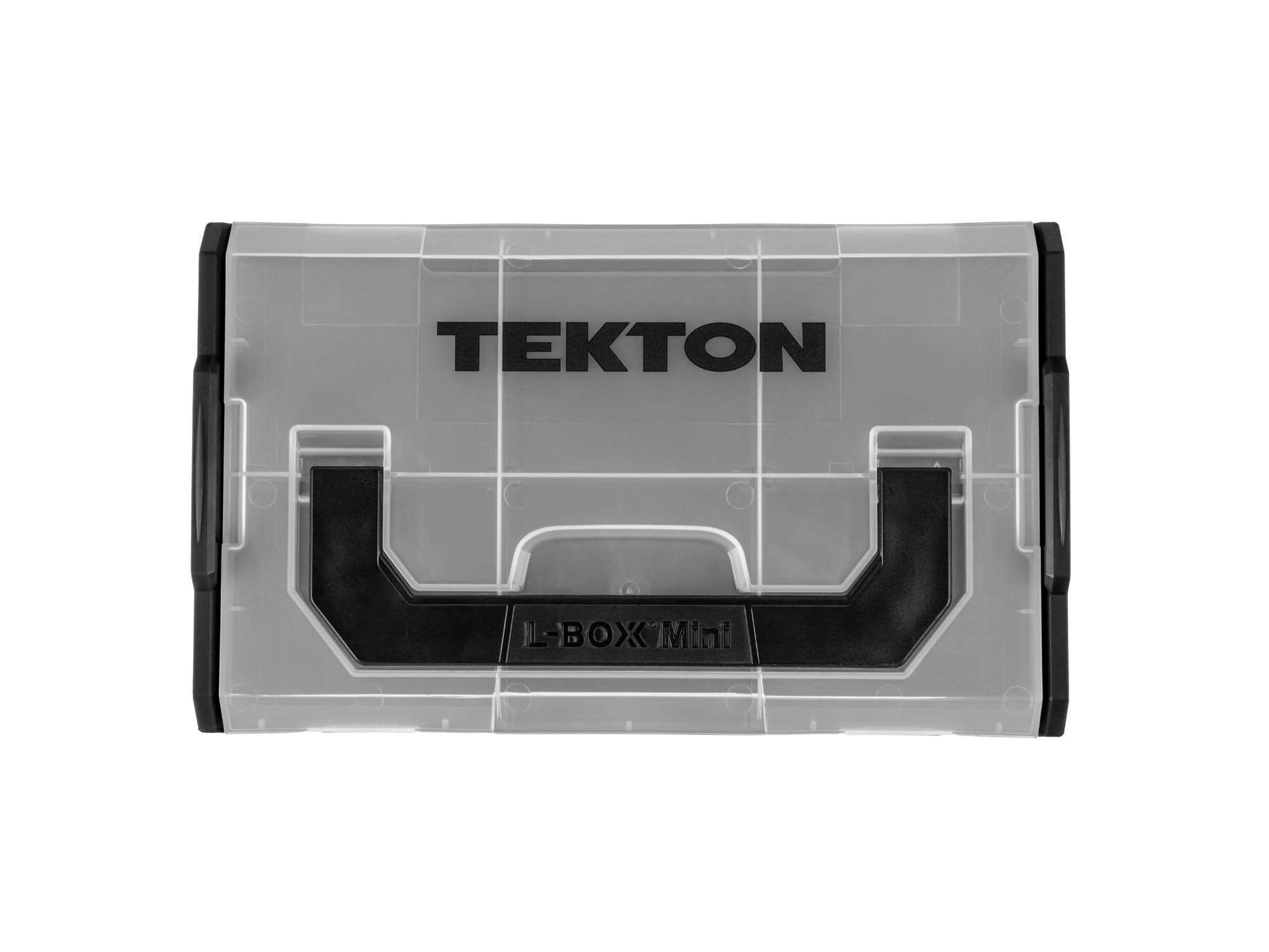 Top view of black Tekton stacking organization system. Item #OLM21011