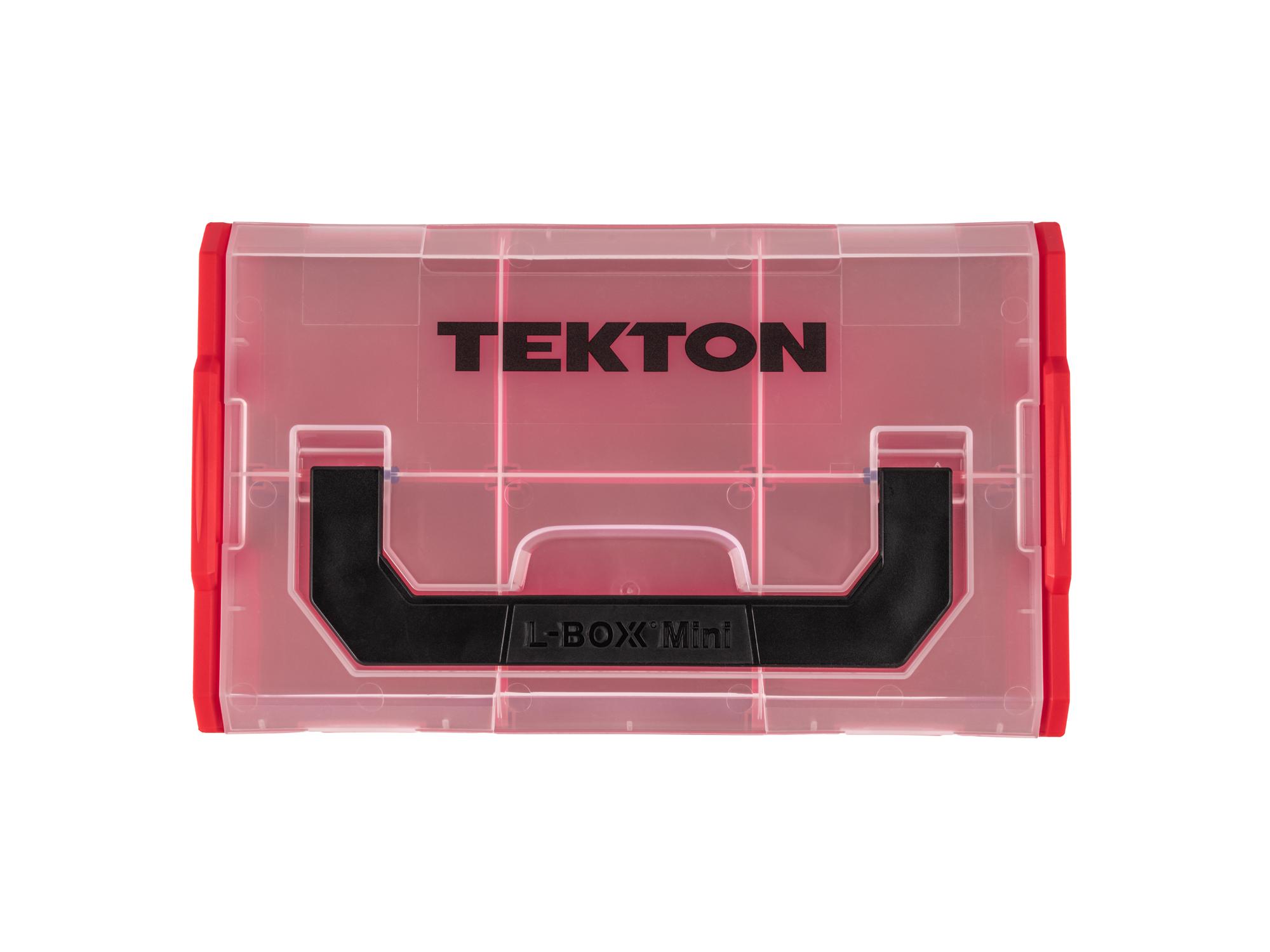 Top view of red Tekton stacking organization system. Item #OLM21210