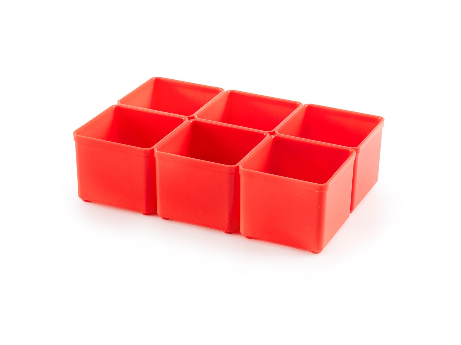 TEKTON 2 x 2 Inch Shallow Organizer Bin Set, 6-Piece (Red)