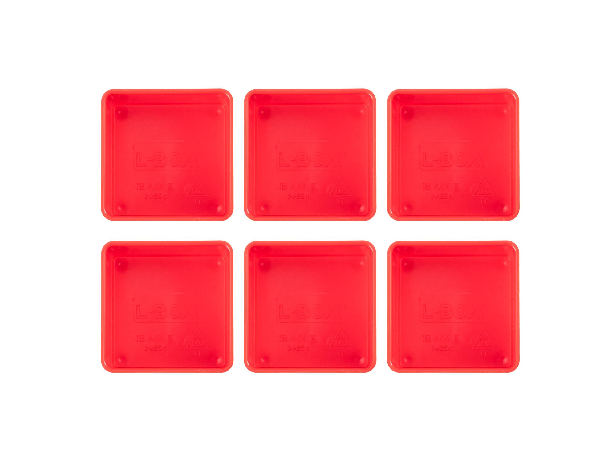 TEKTON 2 x 2 Inch Shallow Organizer Bin Set, 6-Piece (Red)