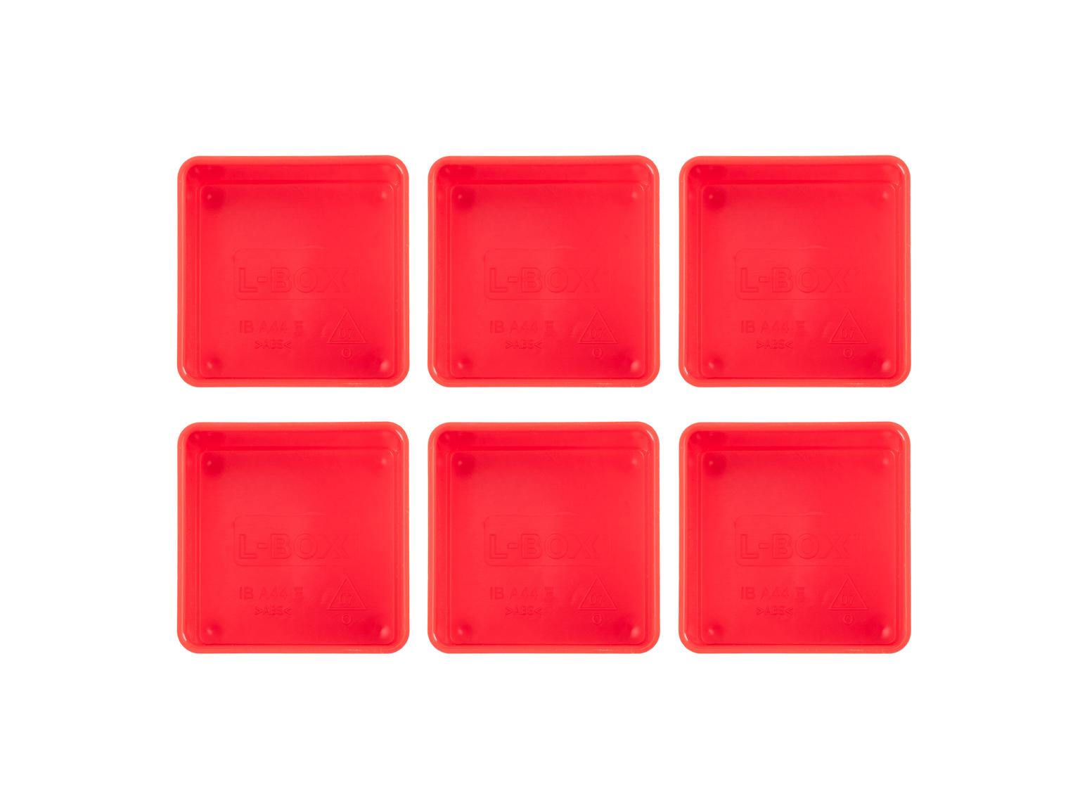 TEKTON 2 x 2 Inch Shallow Organizer Bin Set, 6-Piece (Red)