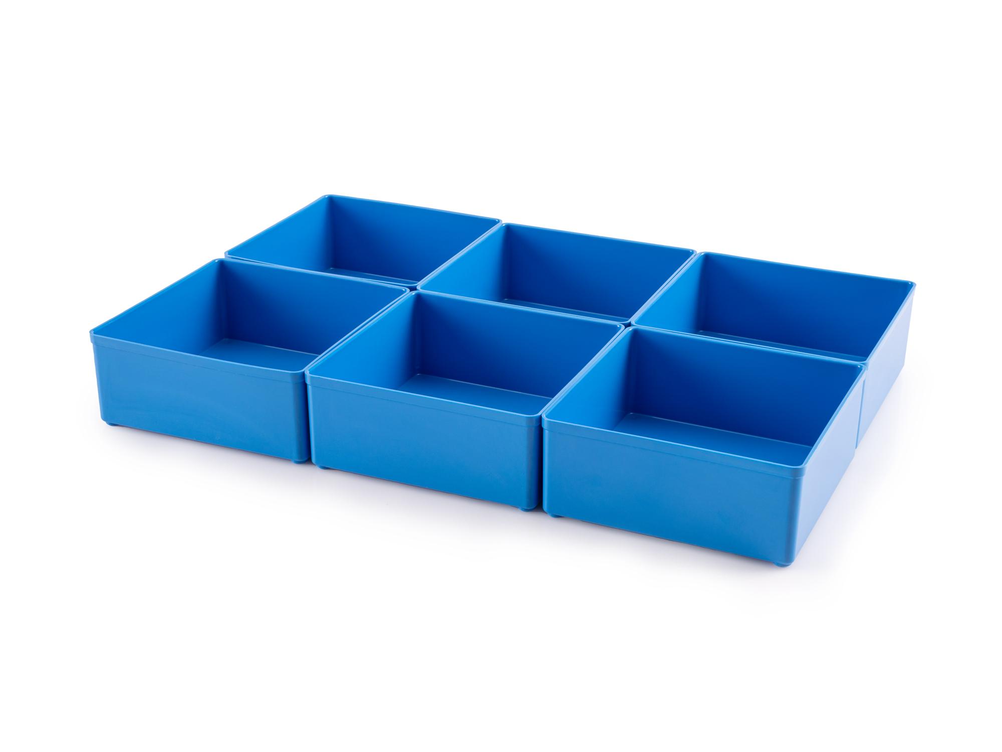 4 x 4 Inch Shallow Organizer Bin Set, 6-Piece (Blue)