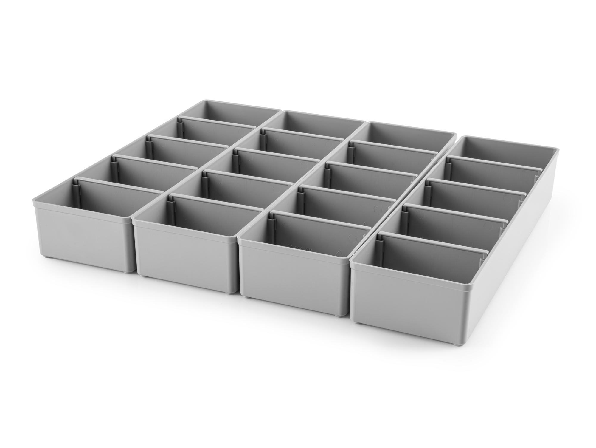 3 x 10 Inch Shallow Organizer Bin Set with Dividers, 4-Piece (Gray)
