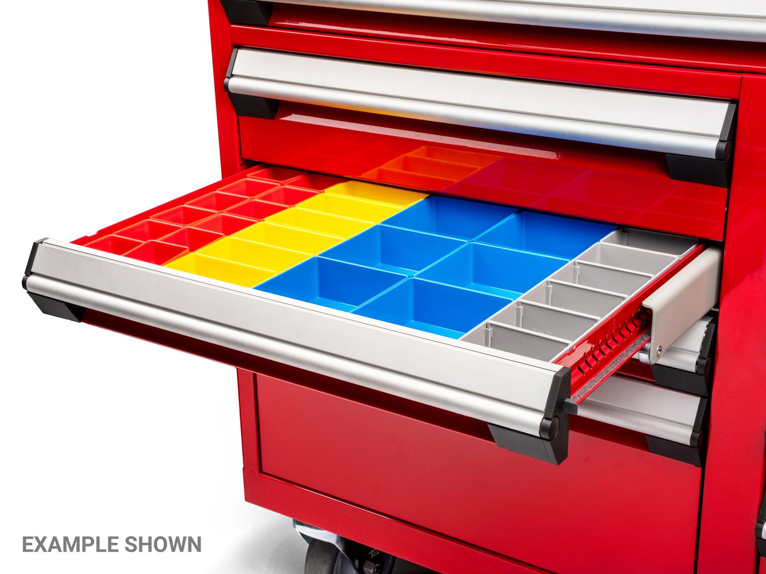 TEKTON 2 x 2 Inch Shallow Organizer Bin Set, 6-Piece (Red)