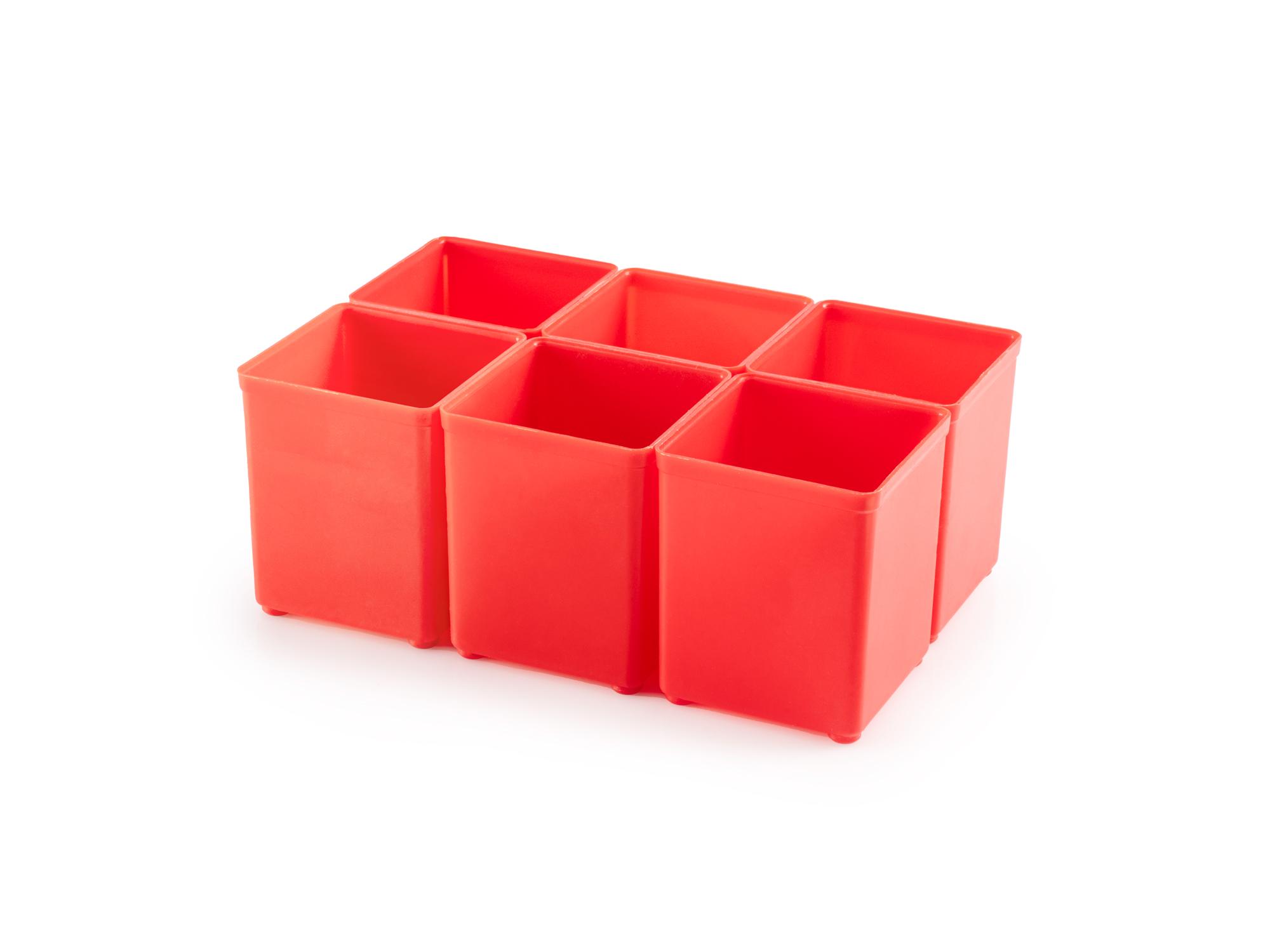 2 x 2 Inch Deep Organizer Bin Set, 6-Piece (Red)