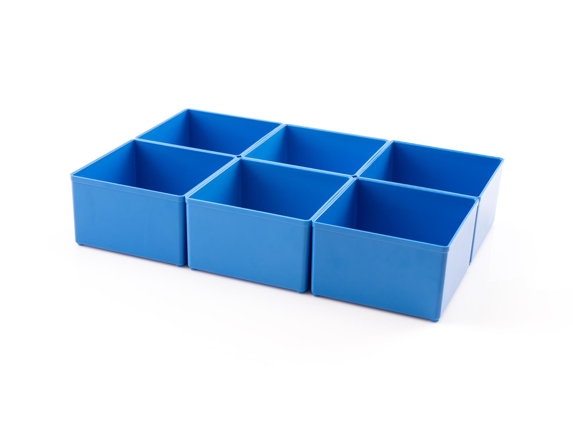 4 x 4 Inch Deep Organizer Bin Set, 6-Piece (Blue)