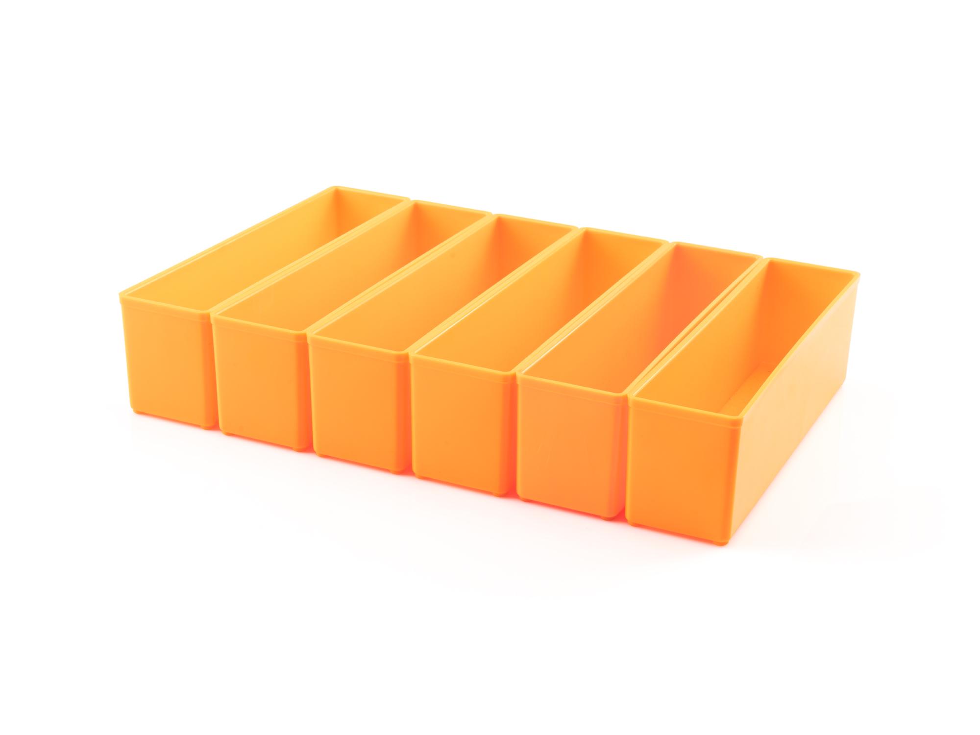 2 x 8 Inch Deep Organizer Bin Set, 6-Piece (Orange)