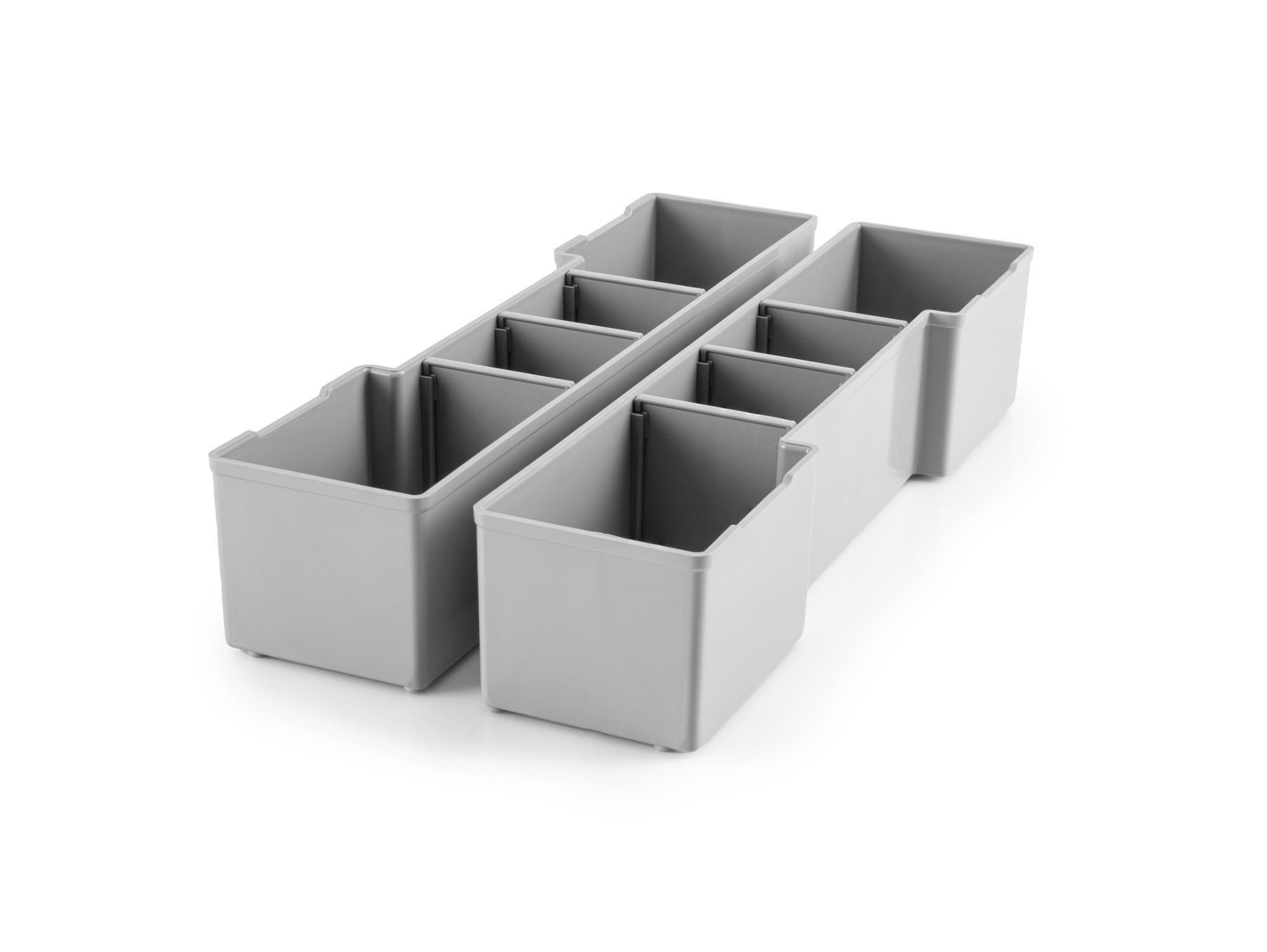 3 x 12 Inch Deep Organizer Bin Set with Dividers for L-BOXX 1, 2-Piece (Gray)