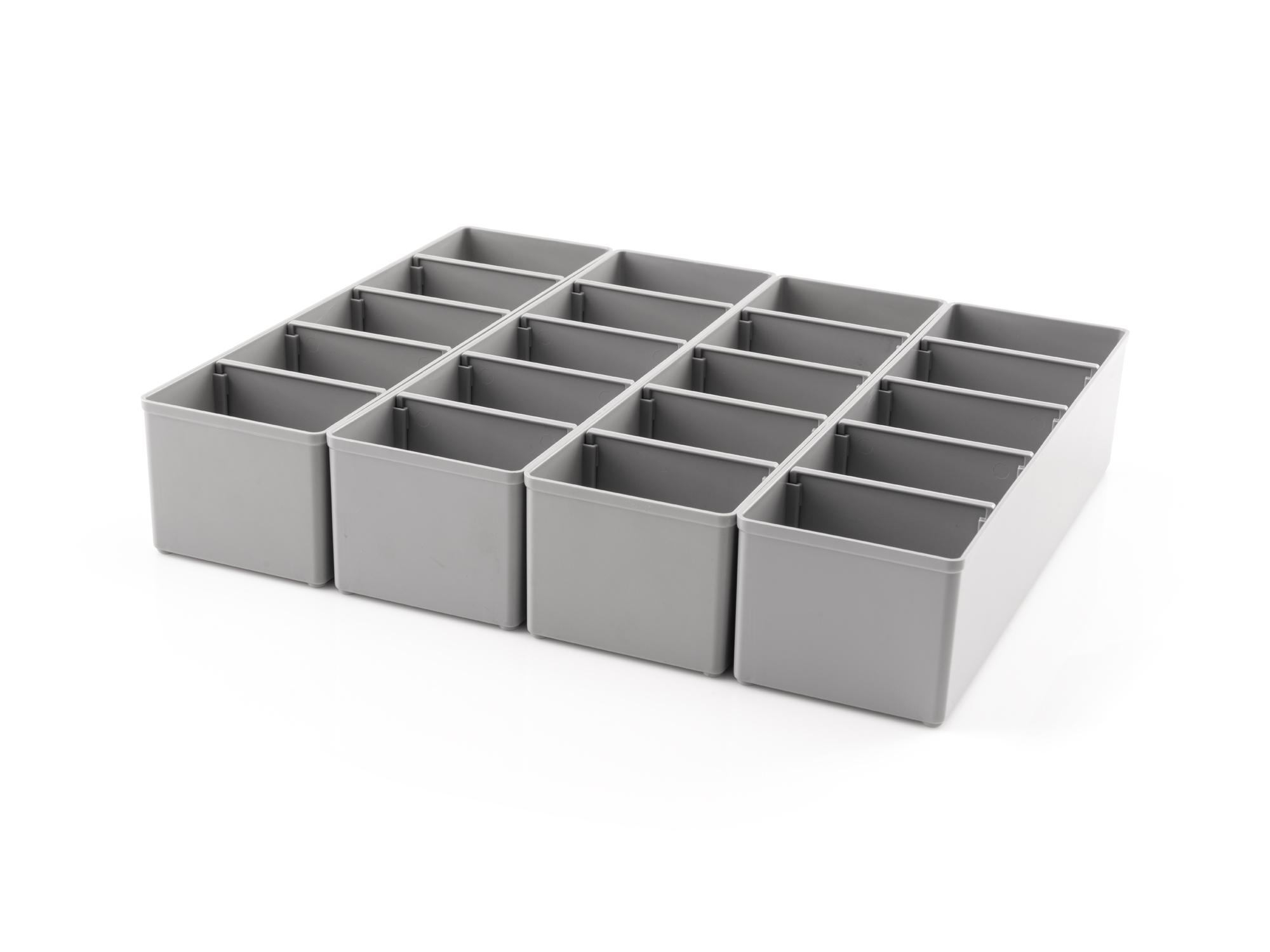 3 x 10 Inch Deep Organizer Bin with Dividers Set, 4-Piece (Gray)